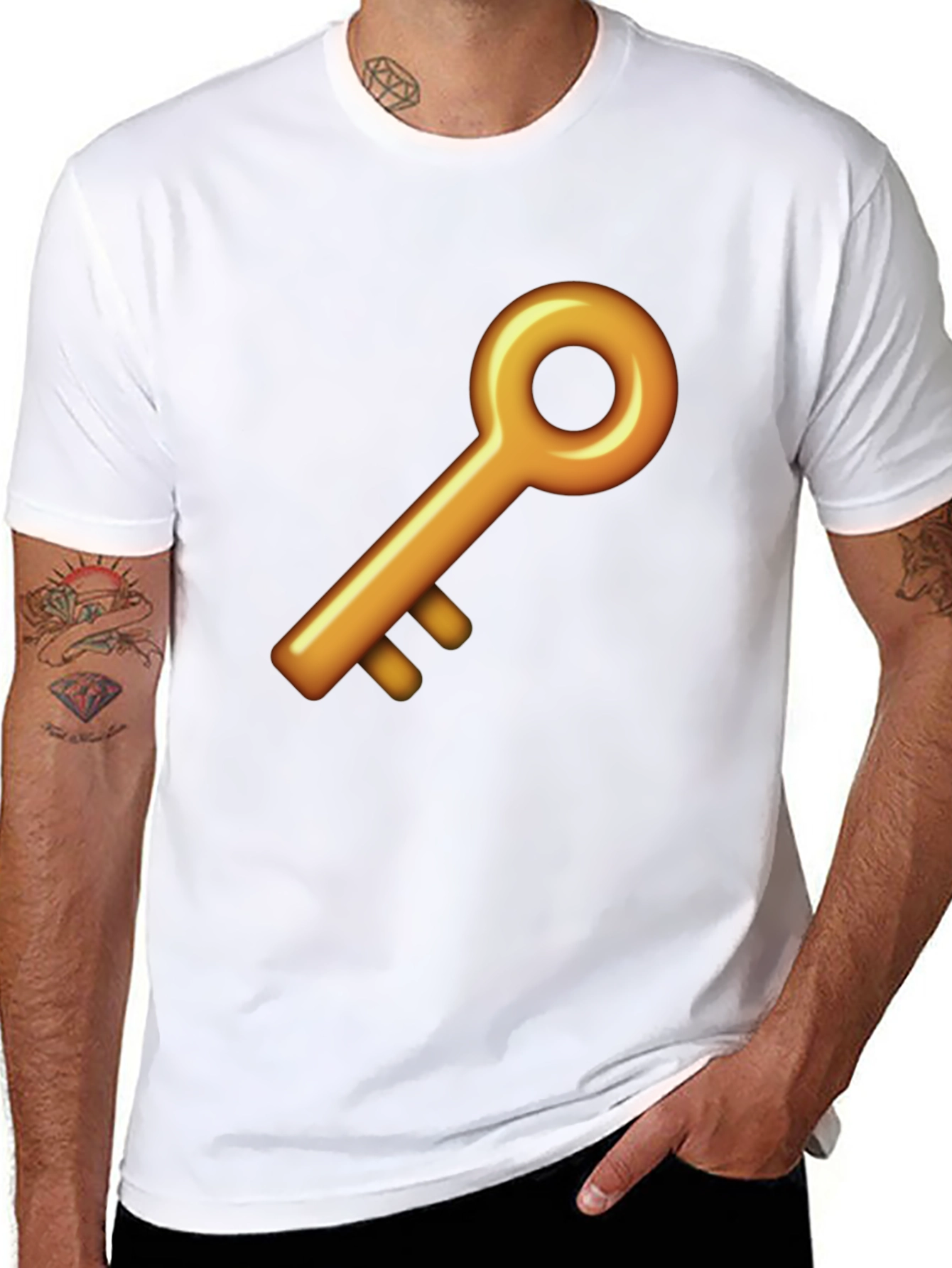 Black Golden Key Graphic Black T-Shirt view 8