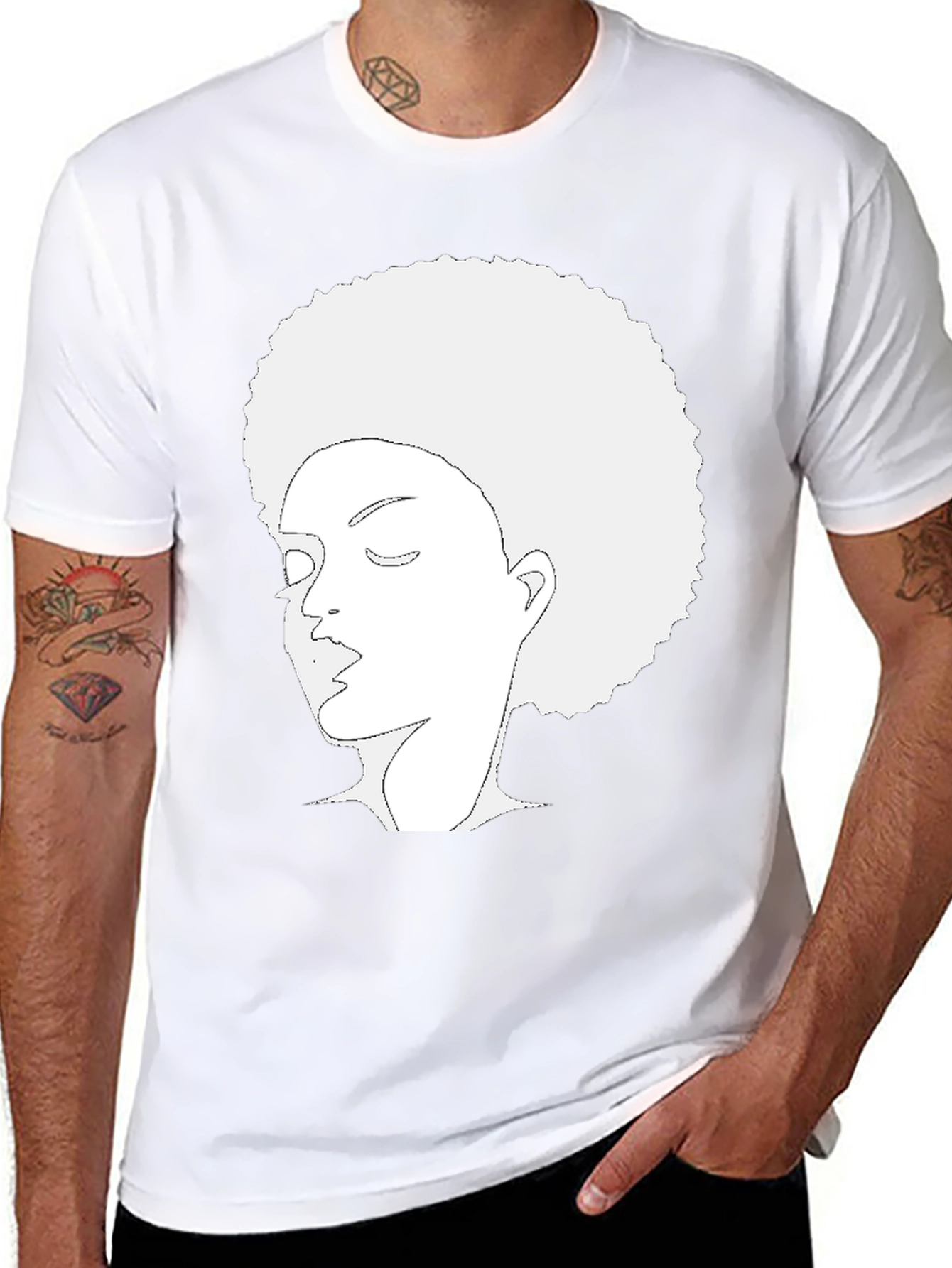 Black Afro Woman Graphic Black Tee view 8