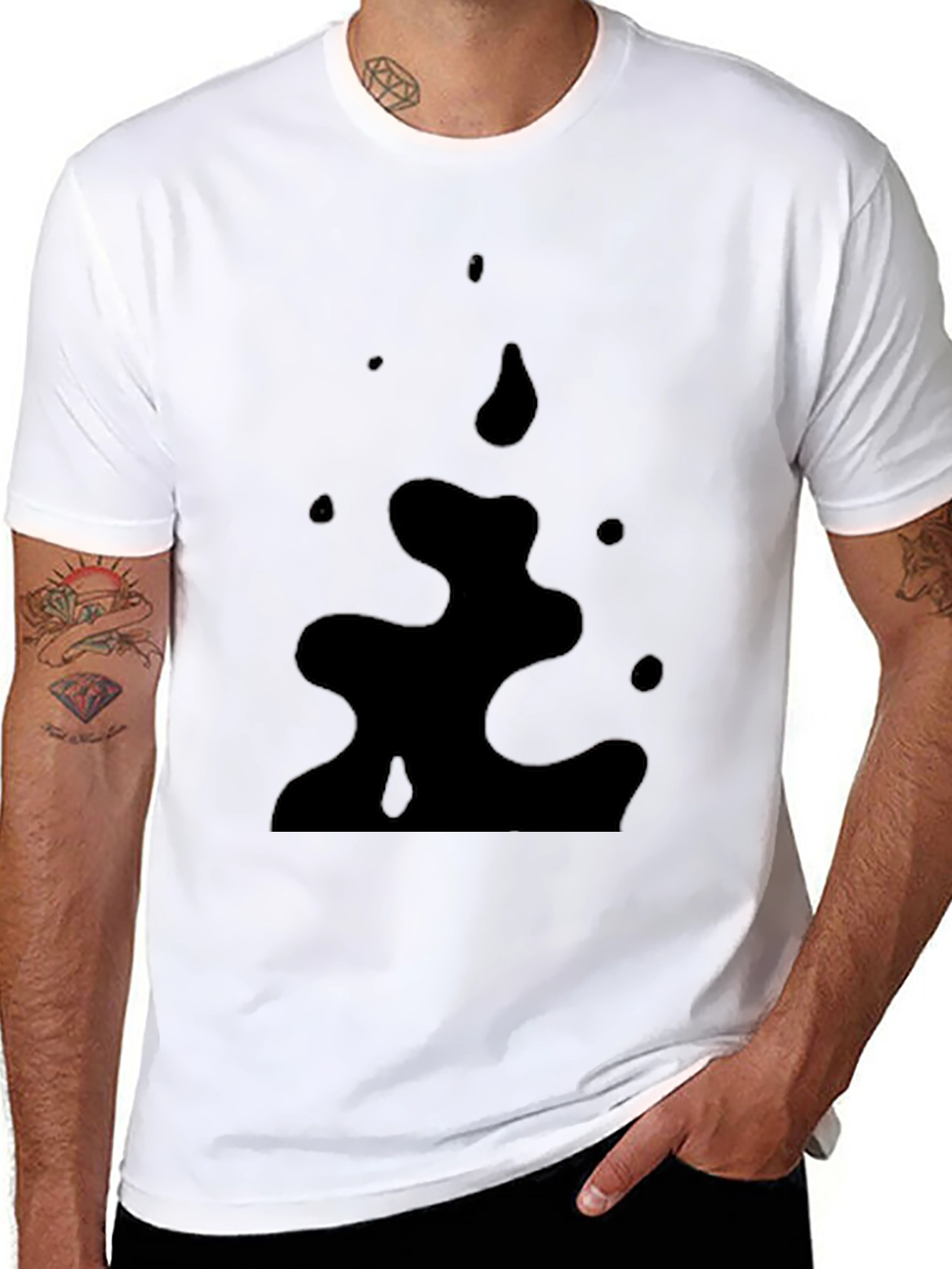 Black Men's Black Graphic Tee view 8