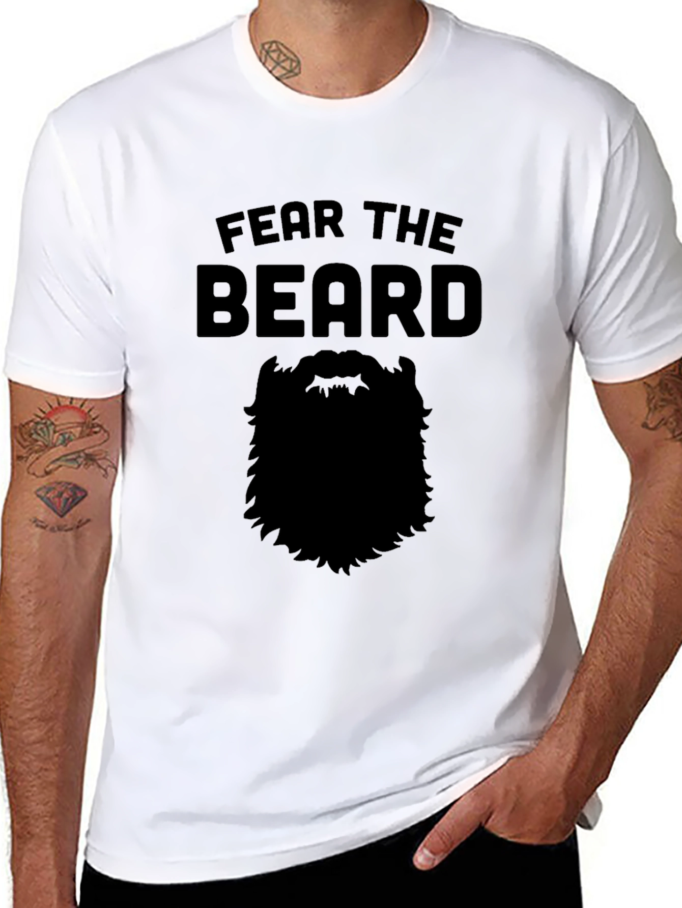 Black Fear the Beard Graphic Tee view 8