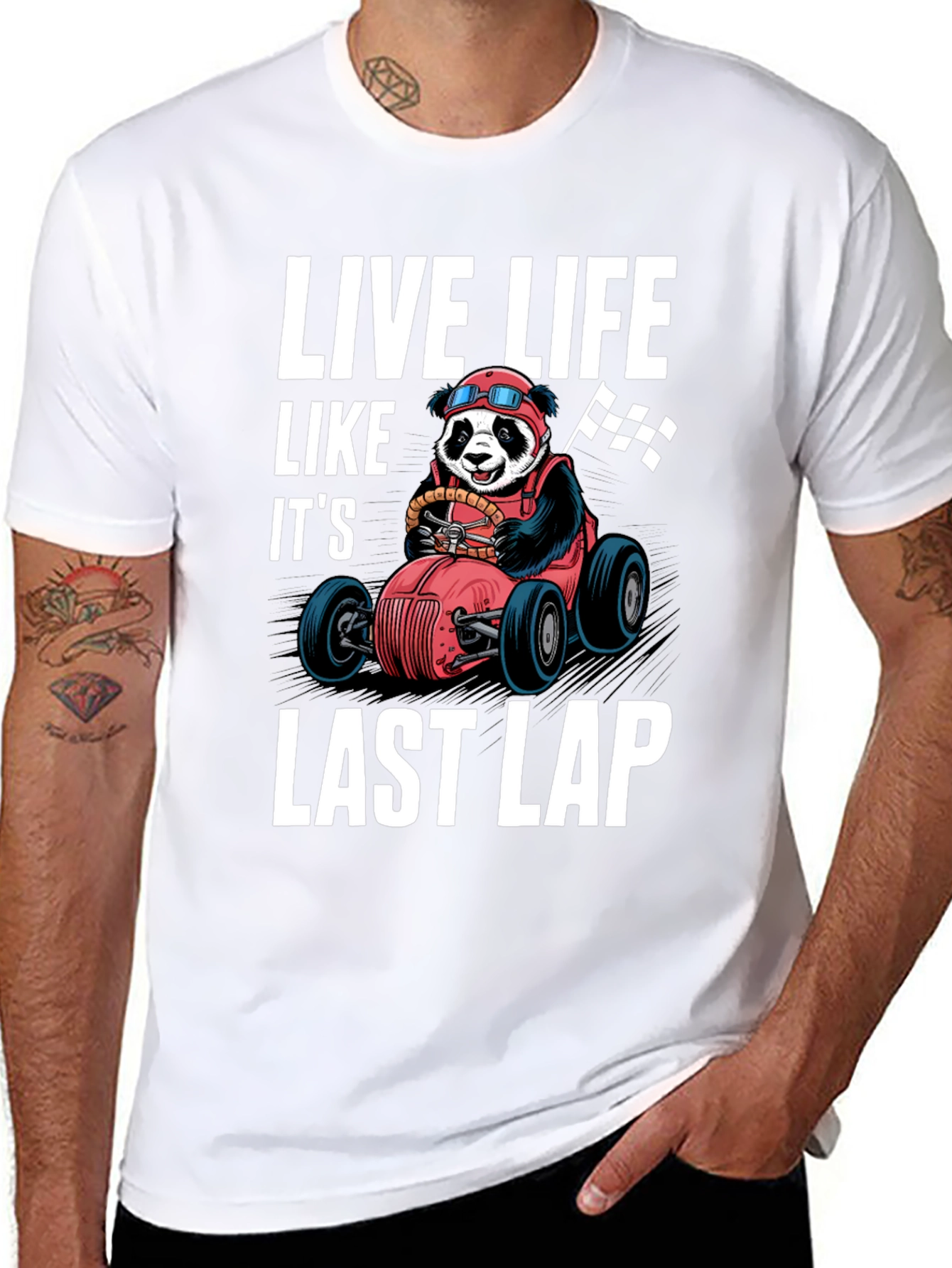 Black Live Life Last Lap Panda Tee view 8
