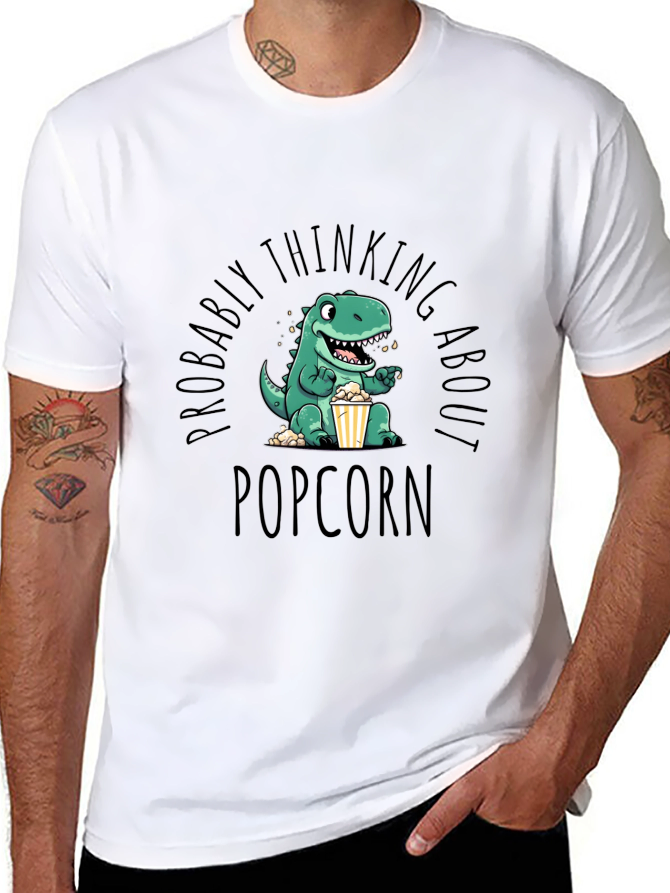 Black Dino Popcorn T-Shirt - Foodie Fun! view 8
