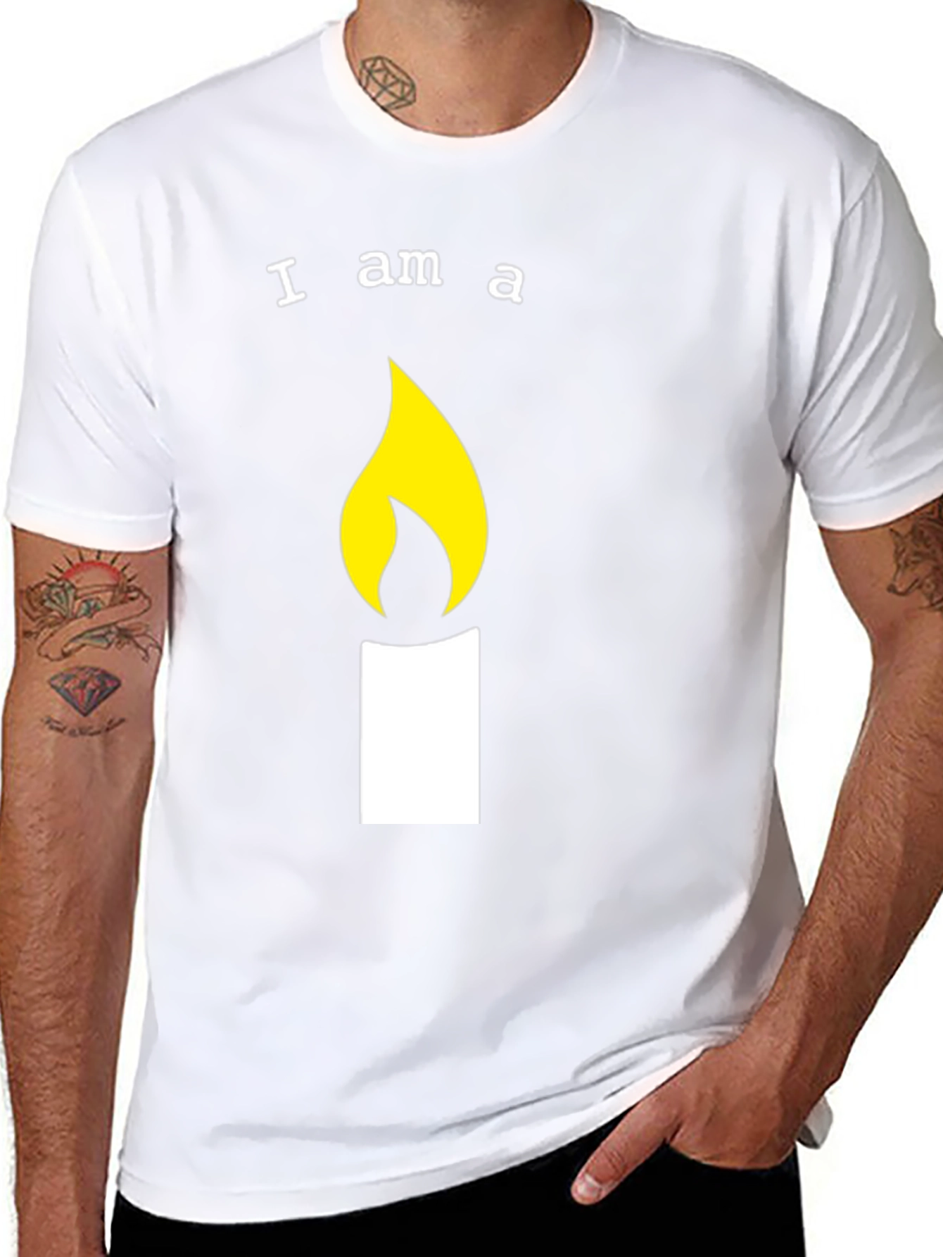 Black I am a Candle T-Shirt - Fun Graphic Tee view 8