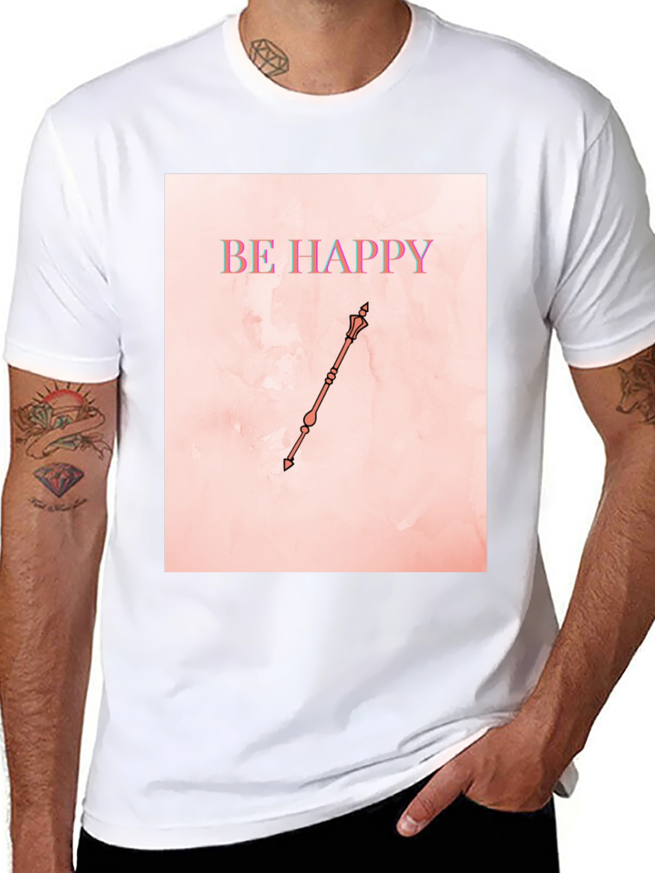 Black Be Happy Graphic T-Shirt view 8