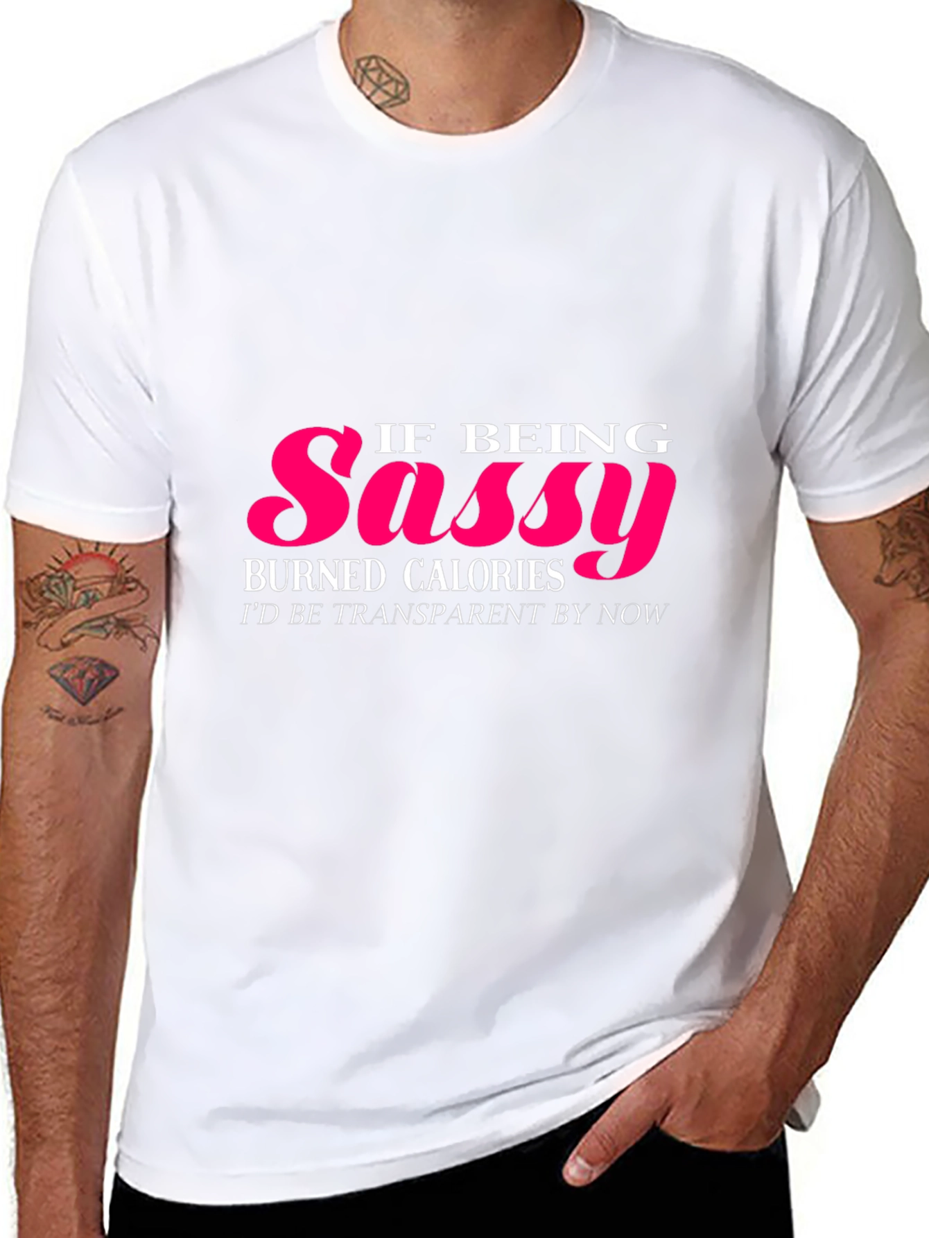 Black Sassy Calories Burned T-Shirt - Funny Graphic Tee view 8