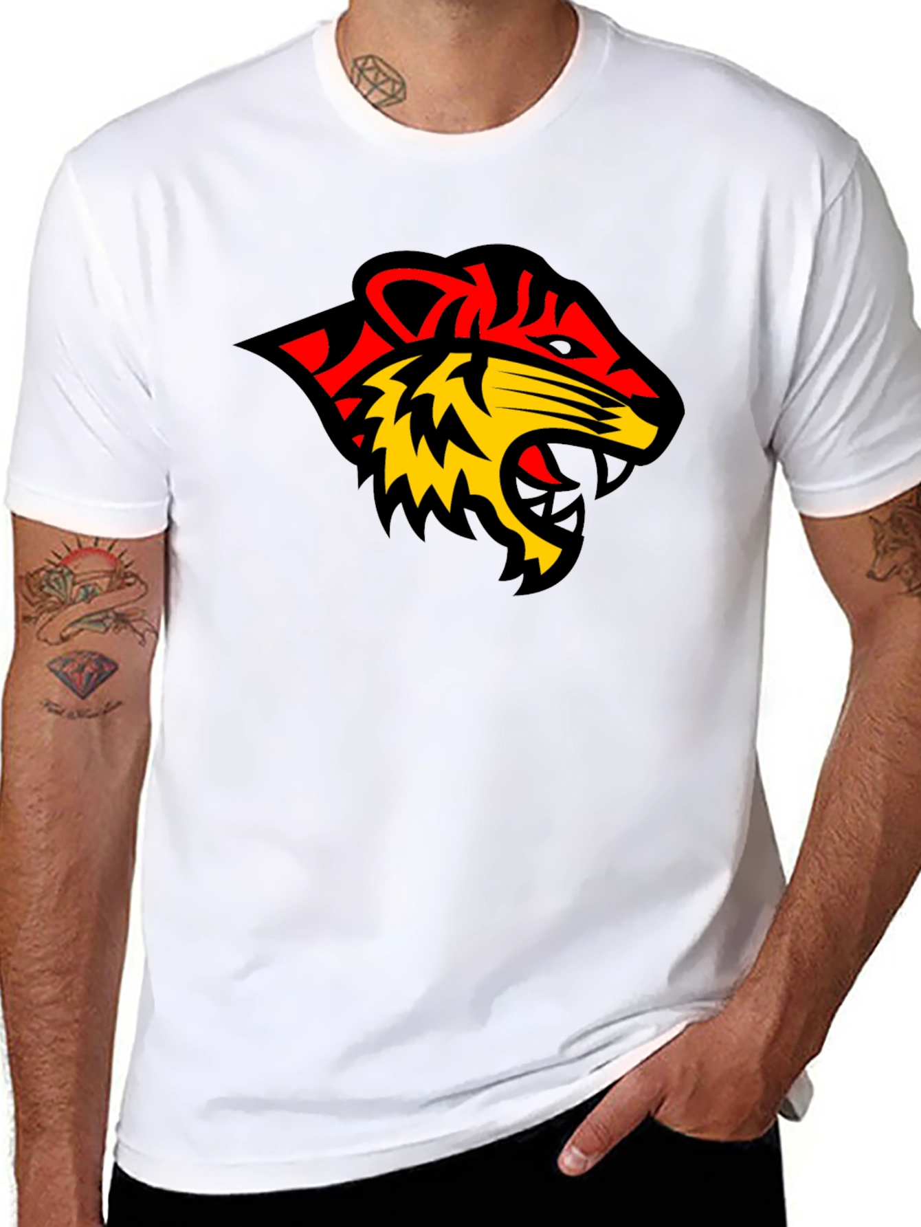 Black Black Tee with Bold Tiger Graphic view 8