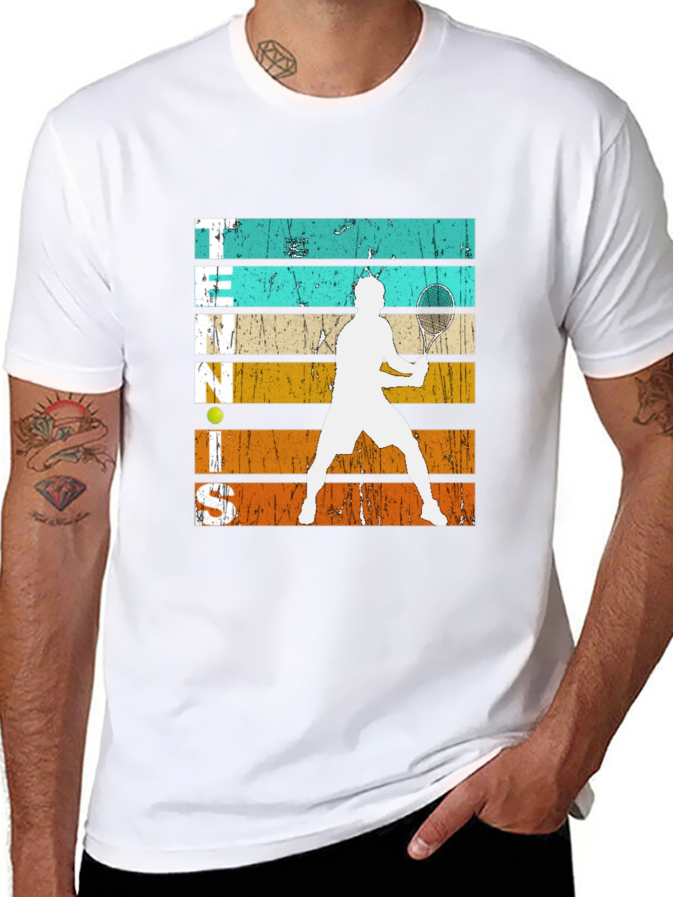Black Vintage Tennis Player Graphic T-Shirt view 8