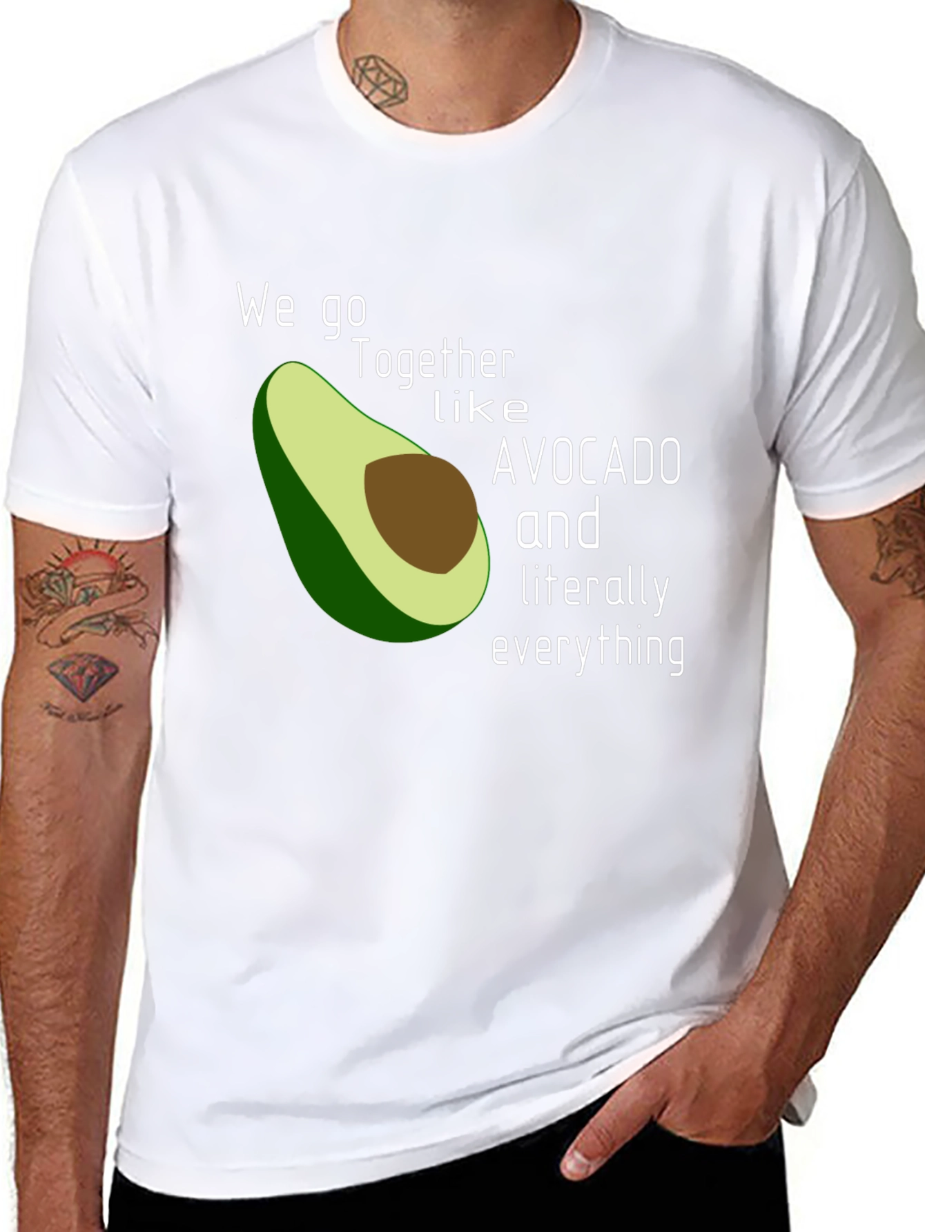 Black Avocado Love T-Shirt - We Go Together Like Avocado & Everything view 8