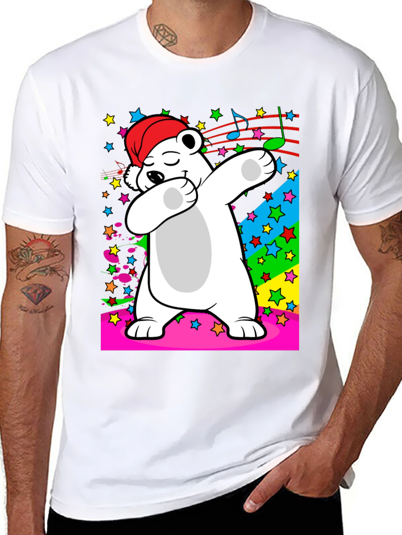 Black Dabbing Polar Bear T-Shirt - Fun Graphic Tee view 8