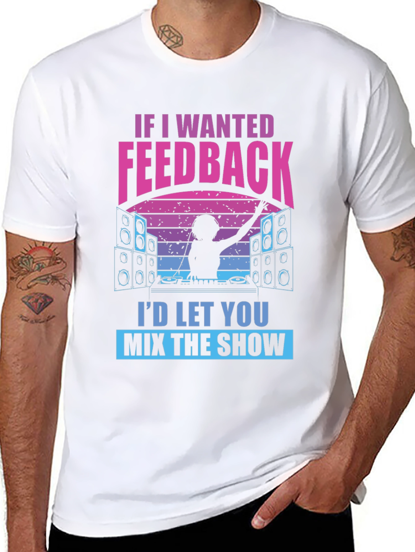 Black DJ Feedback Graphic Tee - Funny Music Mixer Shirt view 8