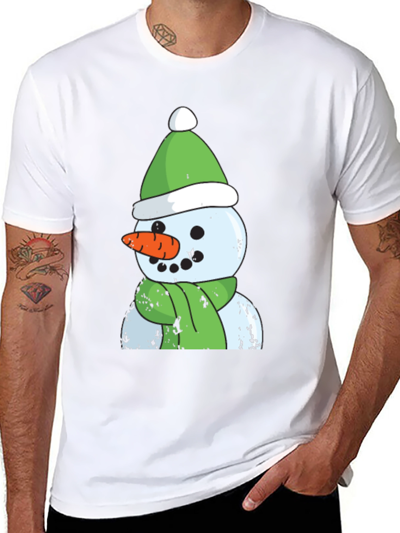 Black Snowman Graphic Tee - Festive Holiday Apparel view 8