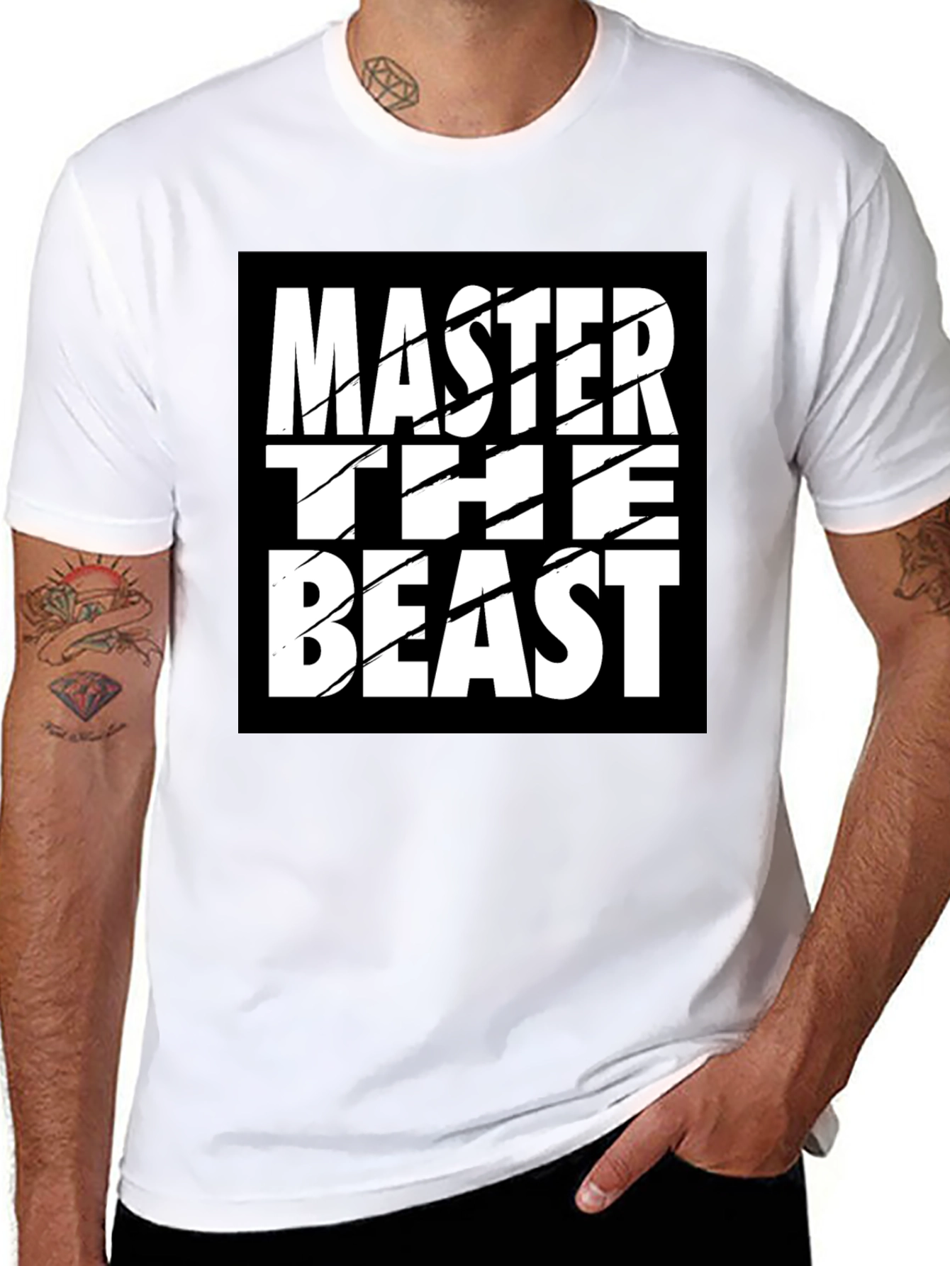Black Master the Beast Black Graphic Tee Shirt view 8