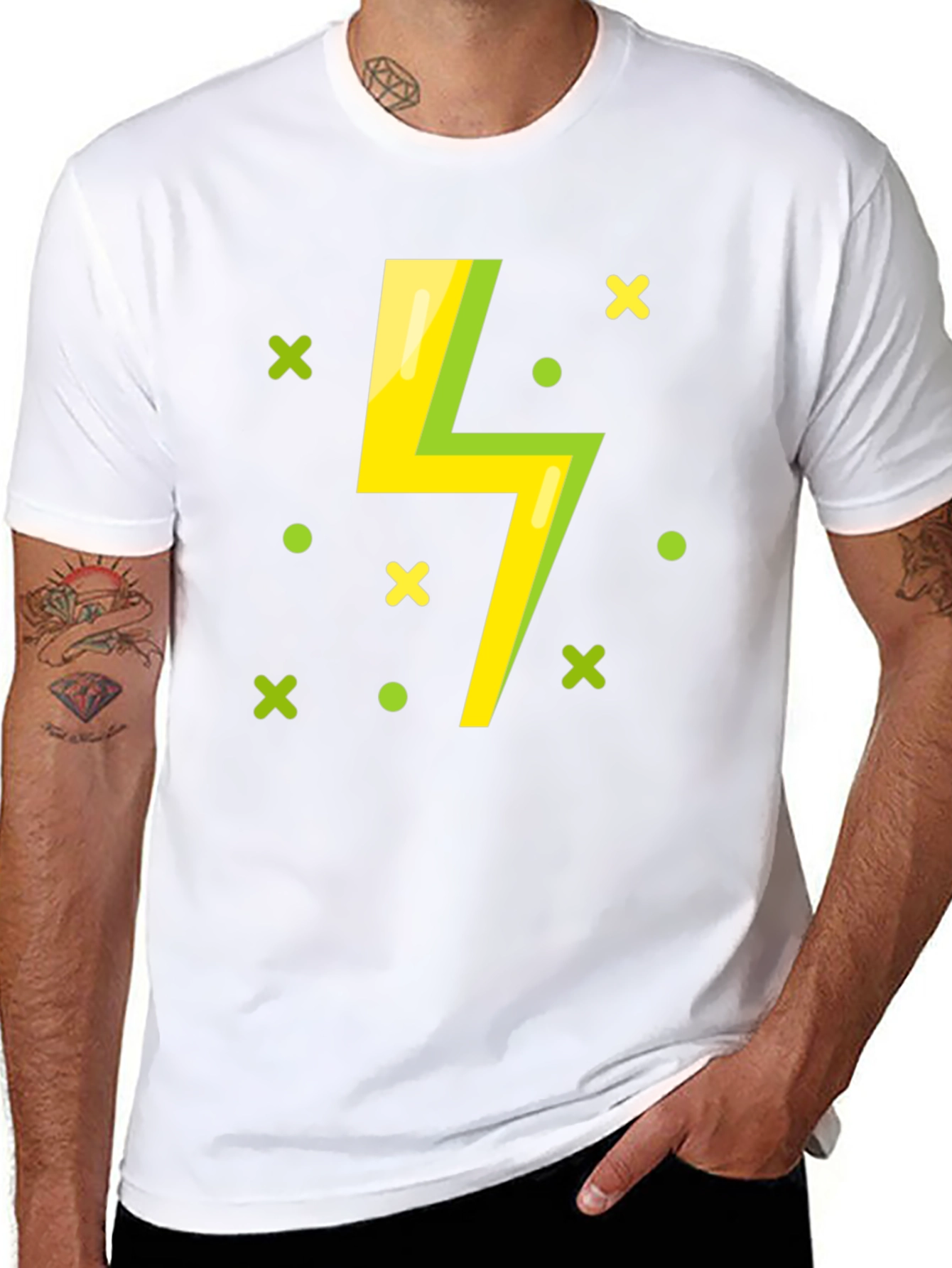 Black Lightning Bolt Graphic T-Shirt - Black Cotton Tee view 8