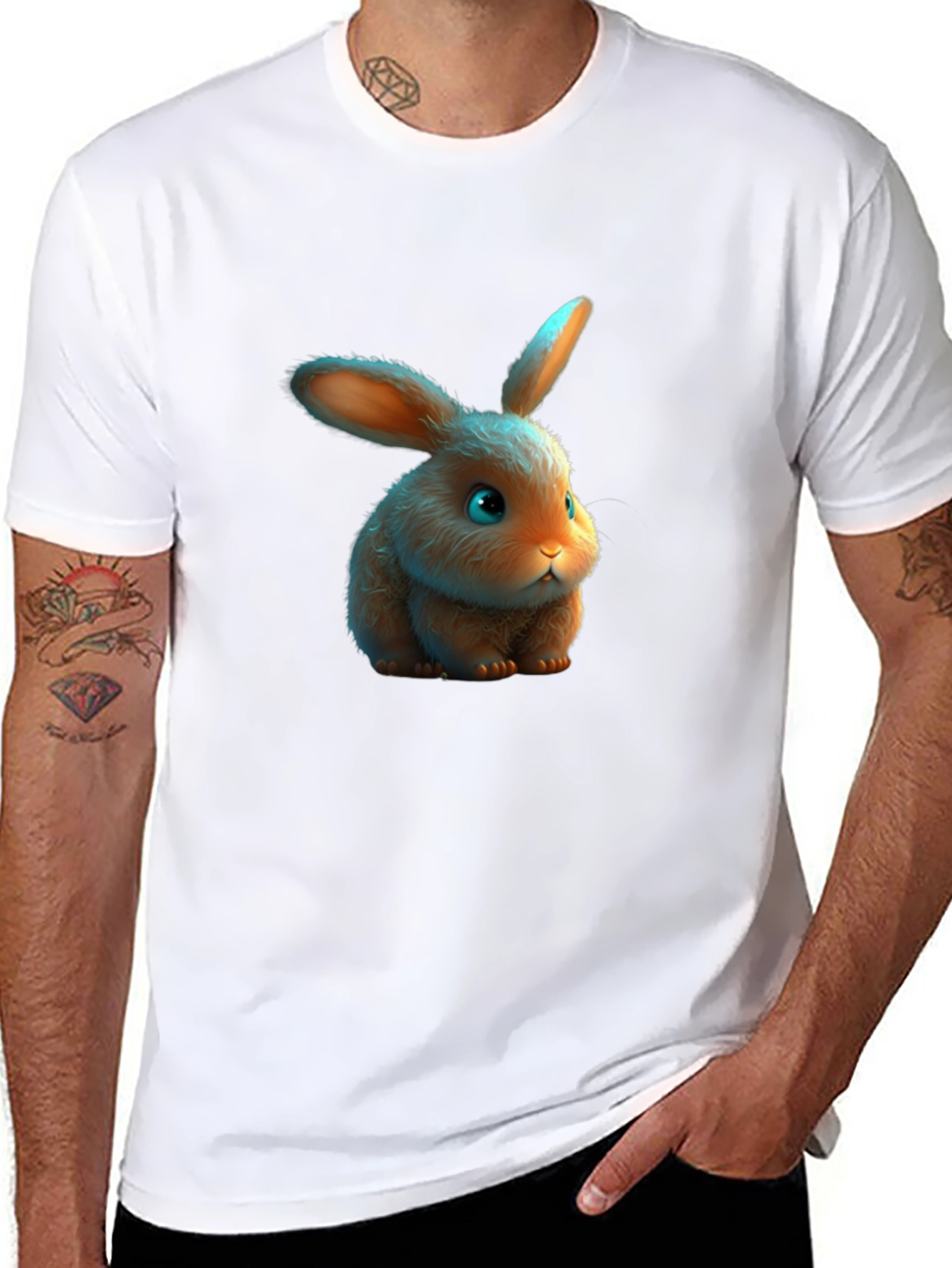 Black Cute Bunny Graphic T-Shirt view 8