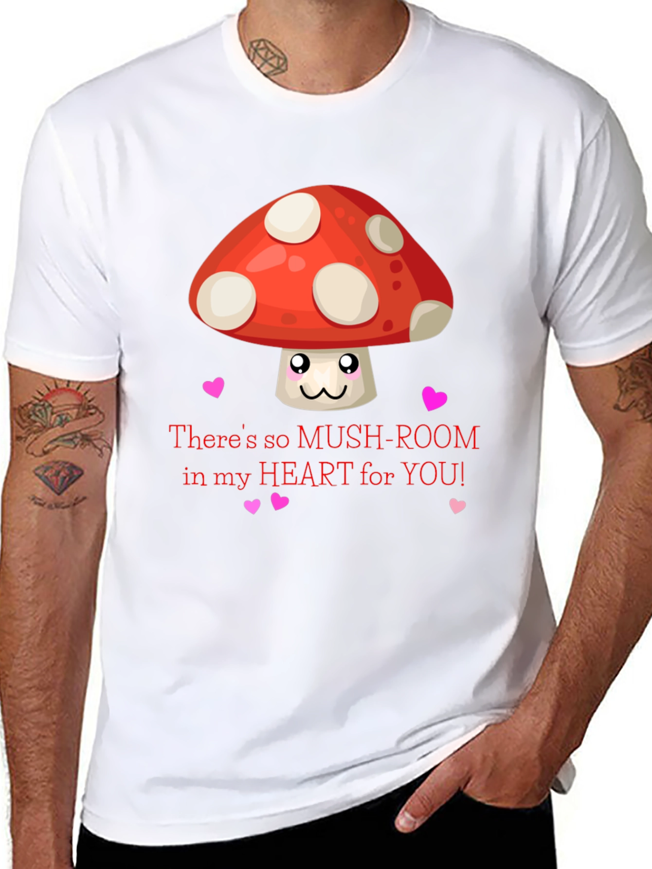 Black Mushroom Heart Valentine T-Shirt, Cute Love Tee view 8