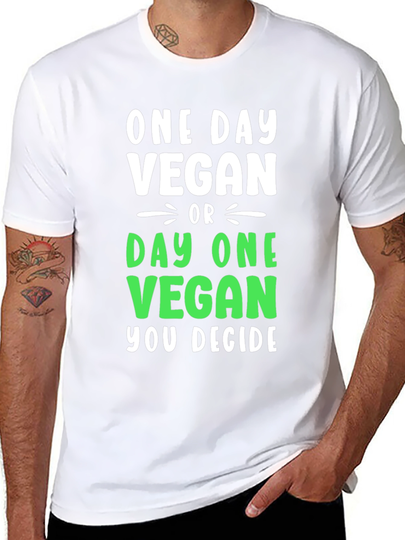 Black One Day Vegan T-Shirt - Decide Today! view 8