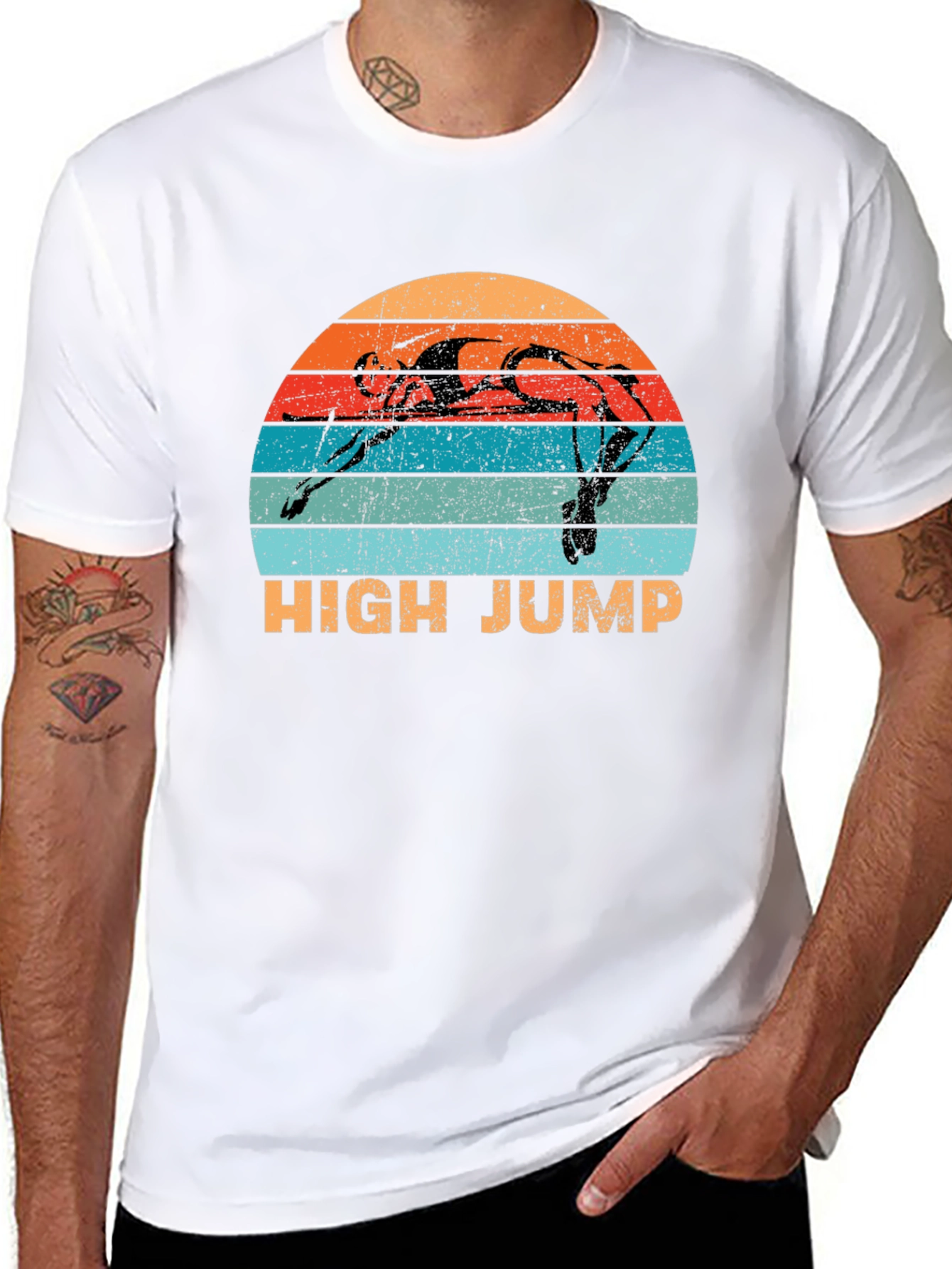 Black High Jump Retro Sunset Graphic Tee - Sport Shirt view 8