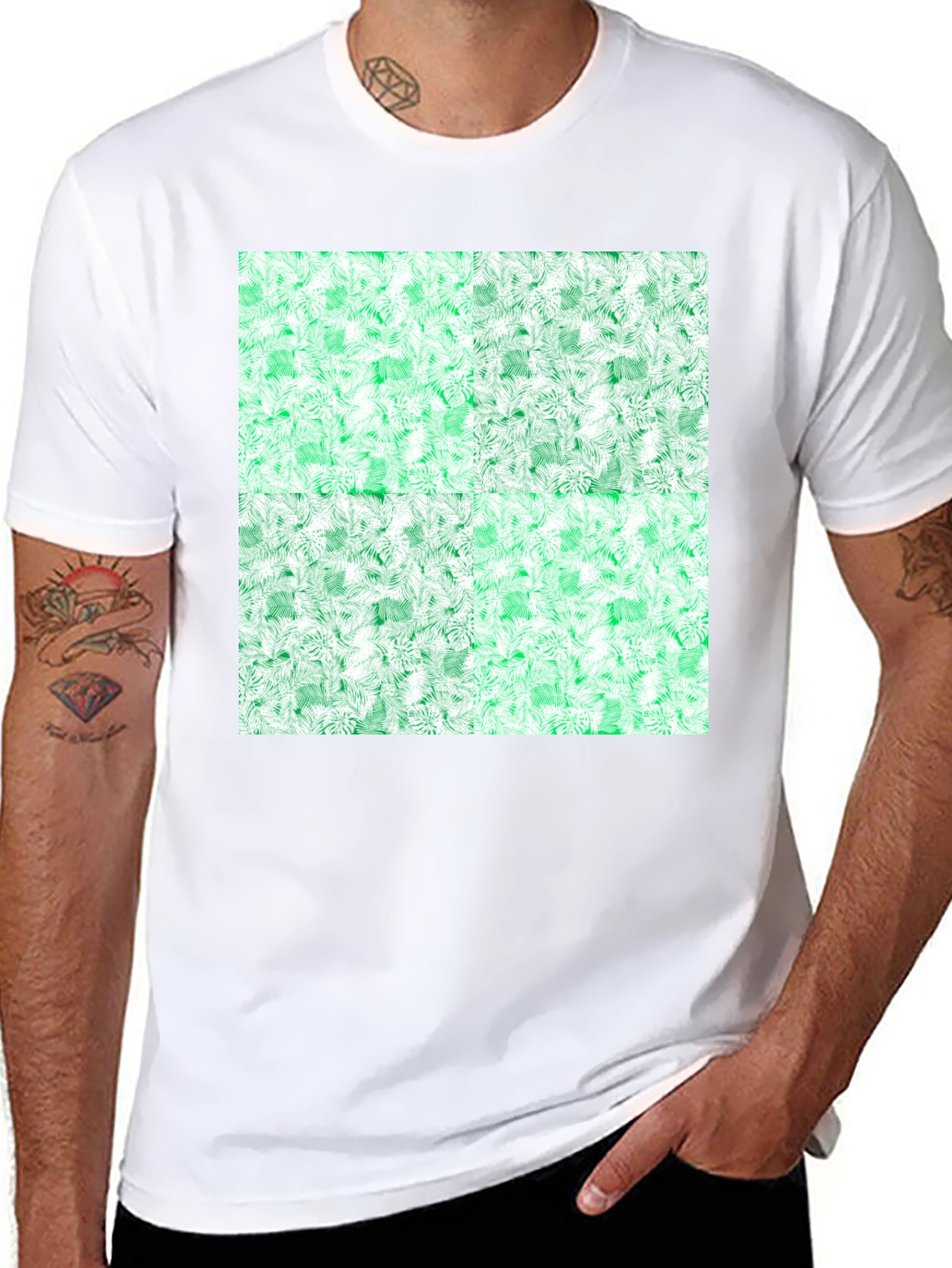 Black Emerald Fractal Pattern T-Shirt view 8