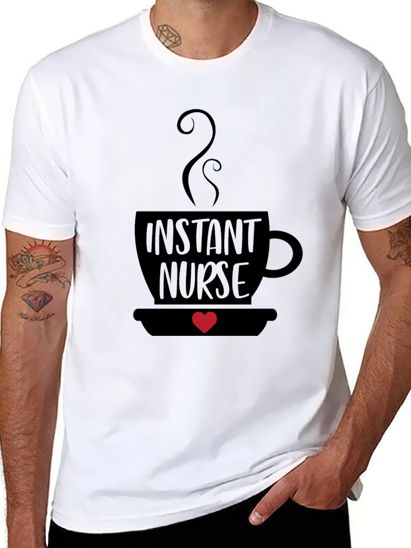 Black Instant Nurse Coffee Graphic Tee view 8