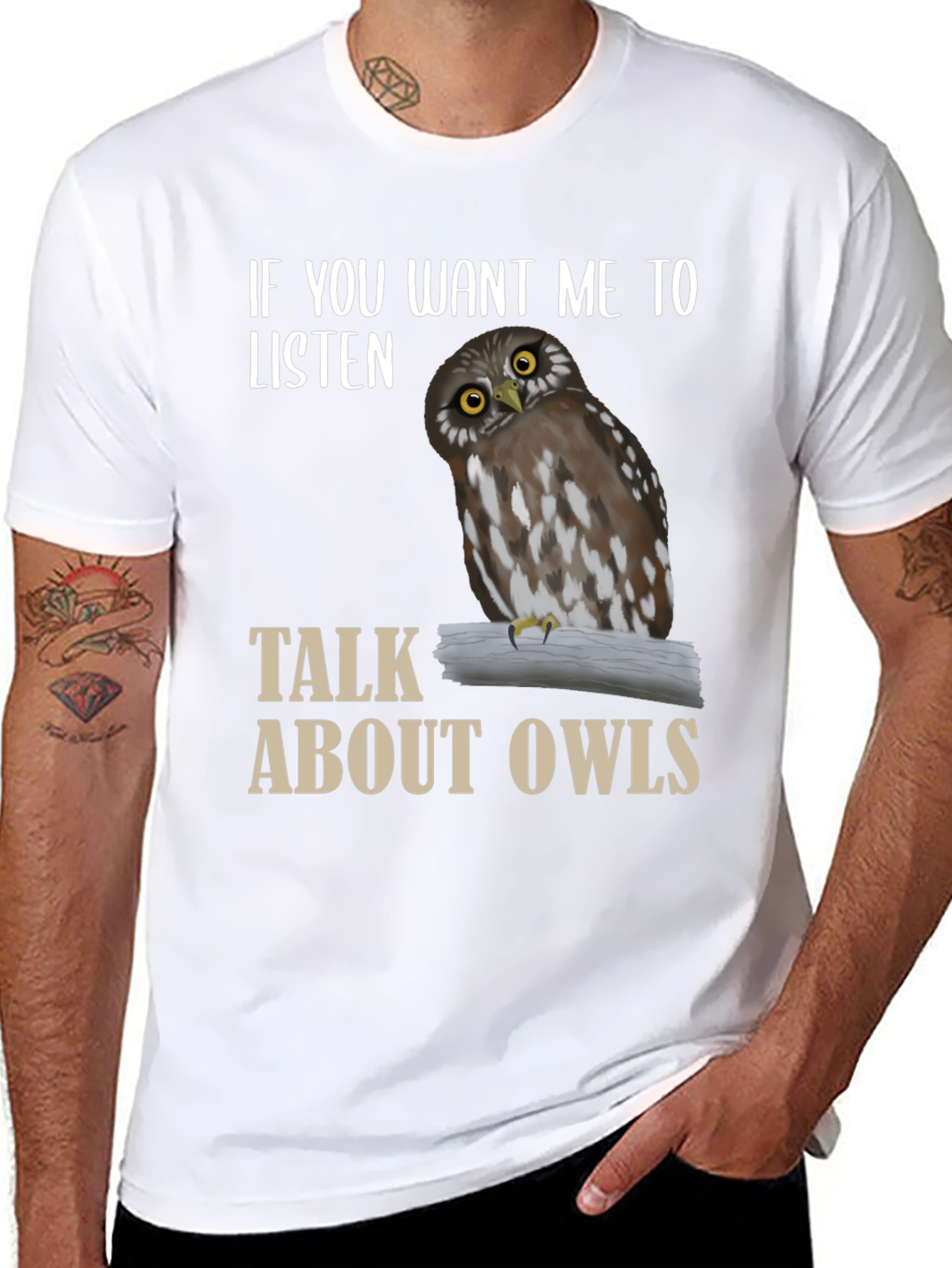 Black Owl Lover T-Shirt - Listen to Owls view 8