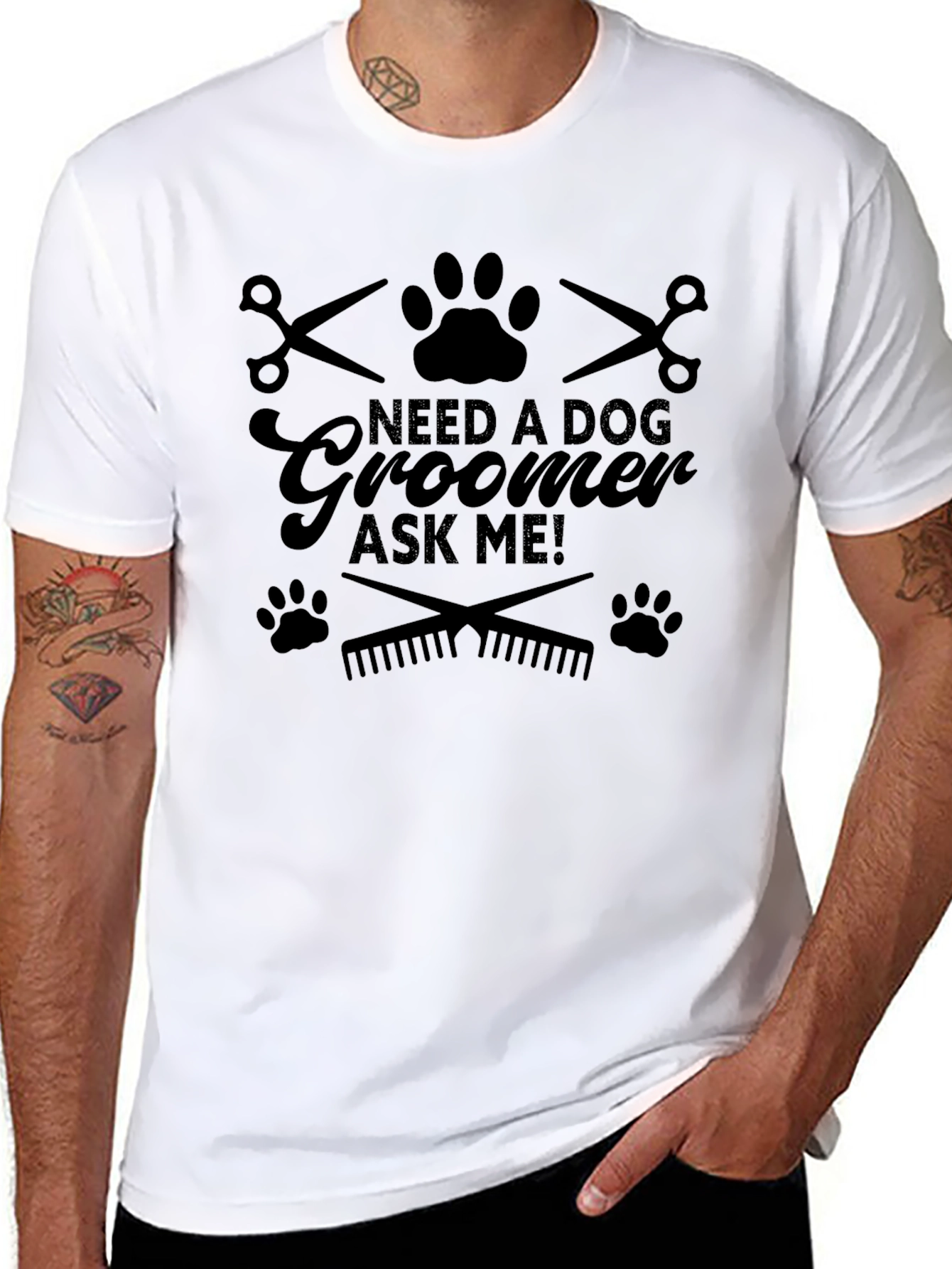 Black Dog Groomer T-Shirt - Ask Me! Pet Care Tee view 8