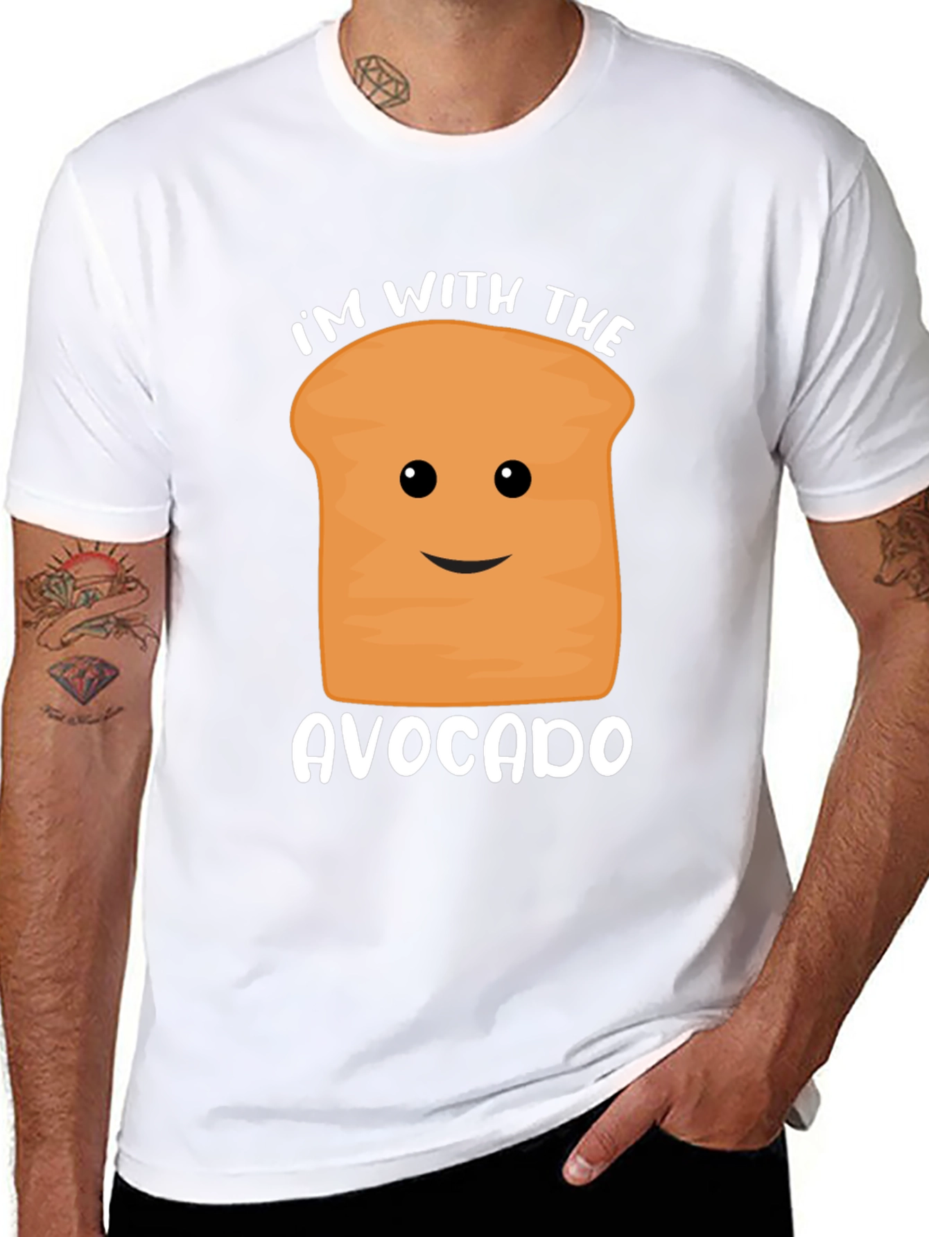 Black I'm with the Avocado Funny Graphic Tee view 8