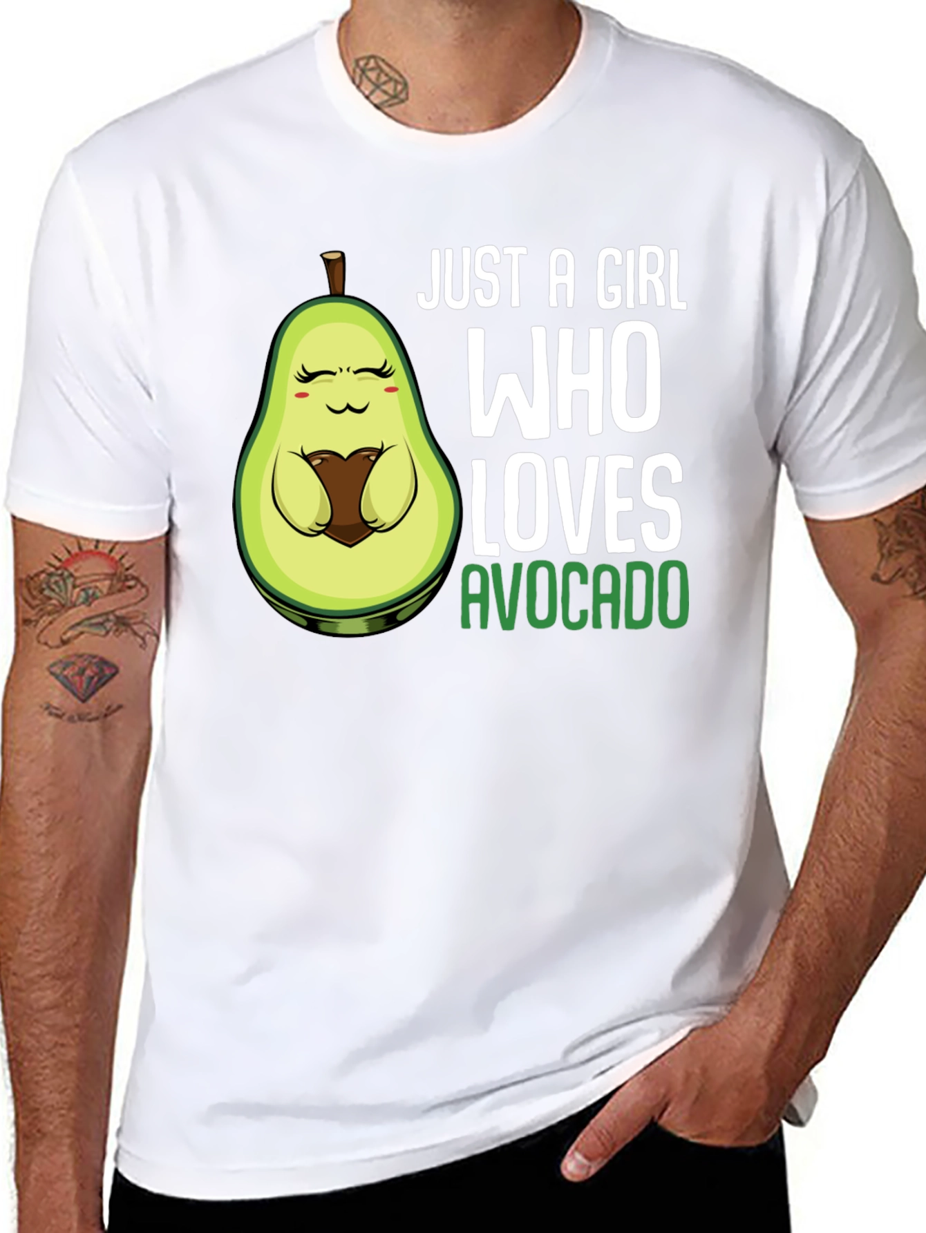 Black Just a Girl Who Loves Avocado Black T-Shirt view 8