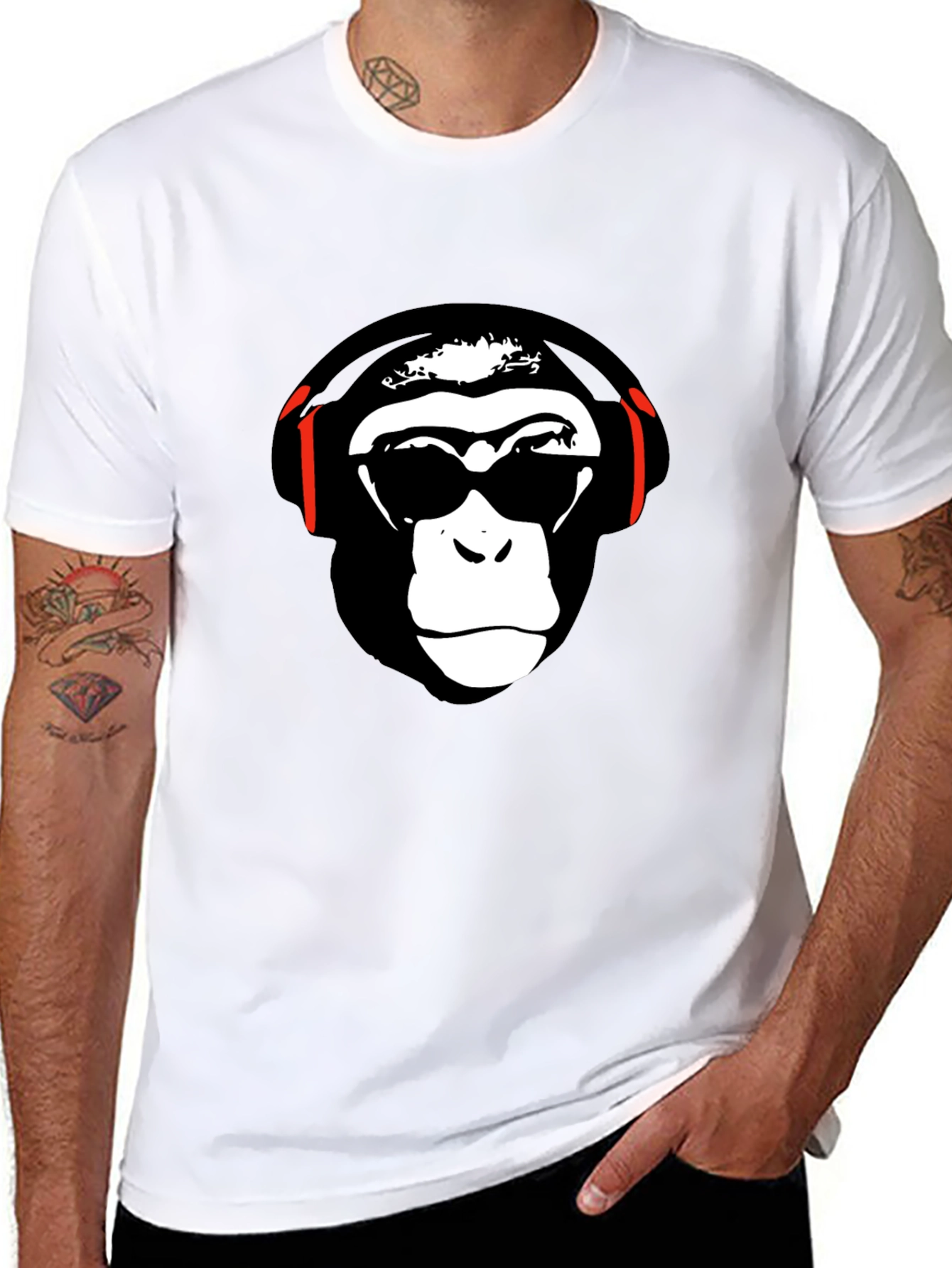 Black Cool Monkey Graphic Tee - Black Short Sleeve T-Shirt view 8