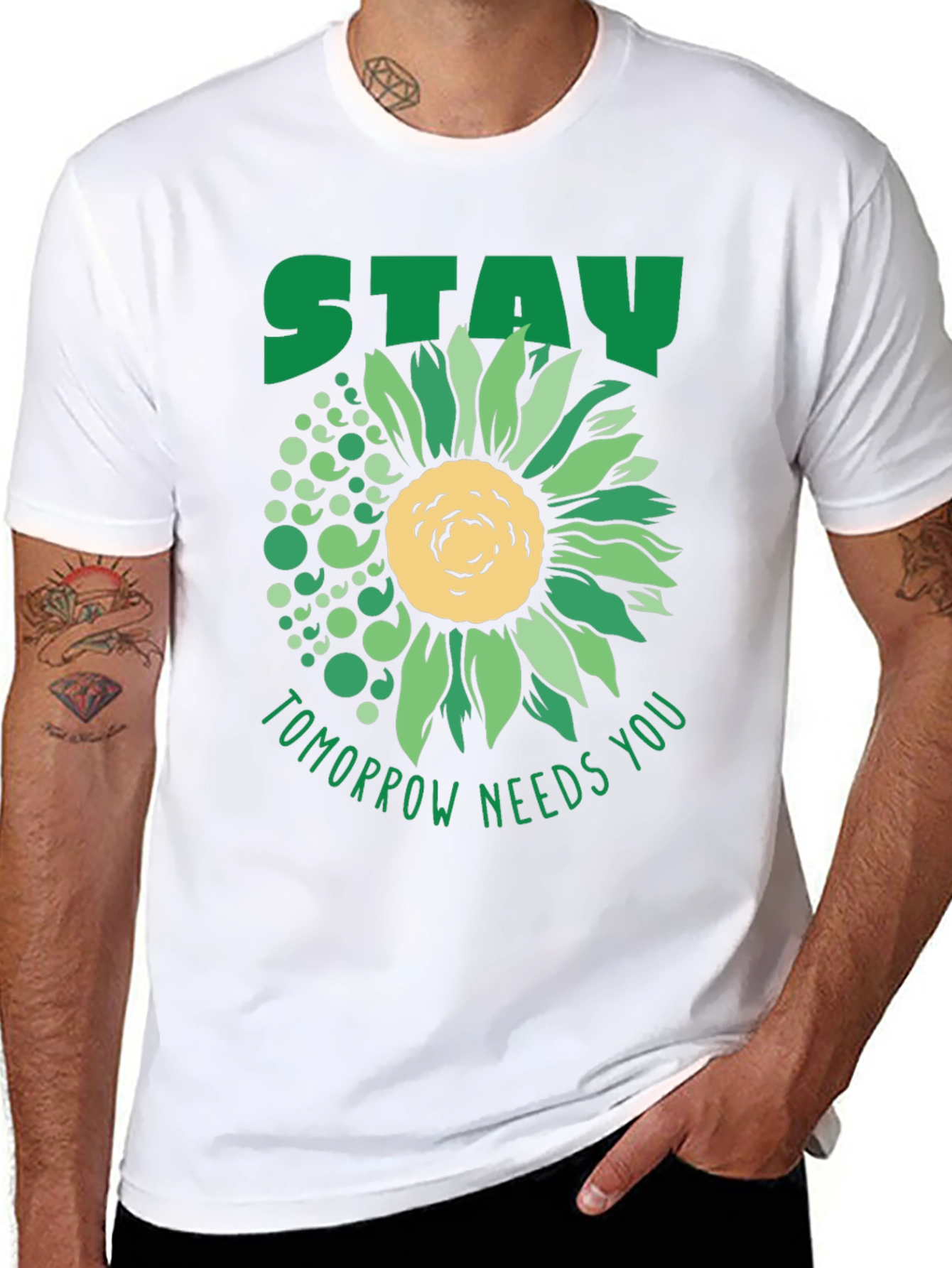 Black Stay Tomorrow Needs You Sunflower T-Shirt view 8