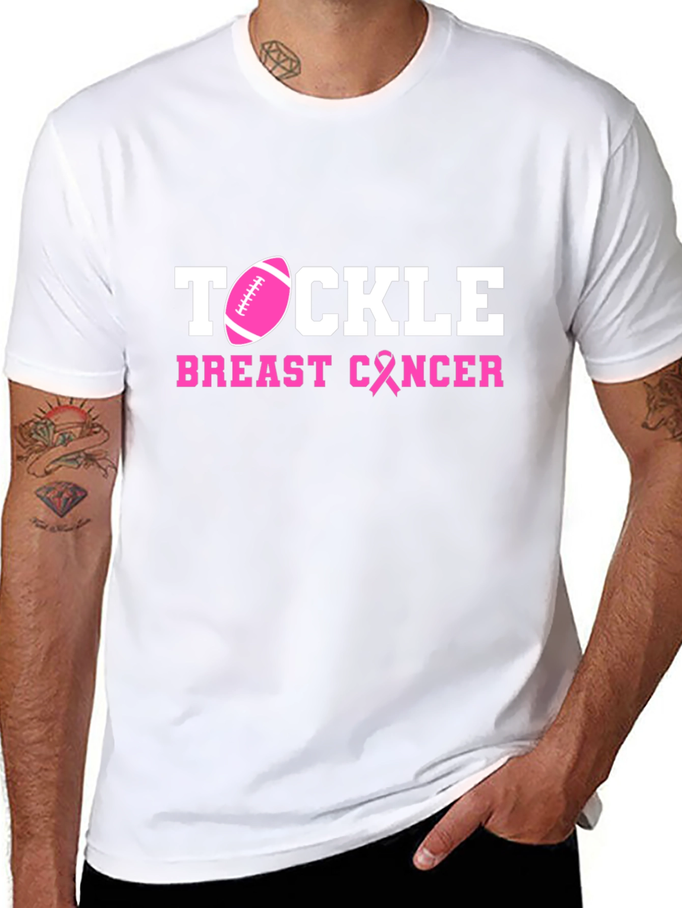 Black Tackle Breast Cancer Awareness T-Shirt view 8