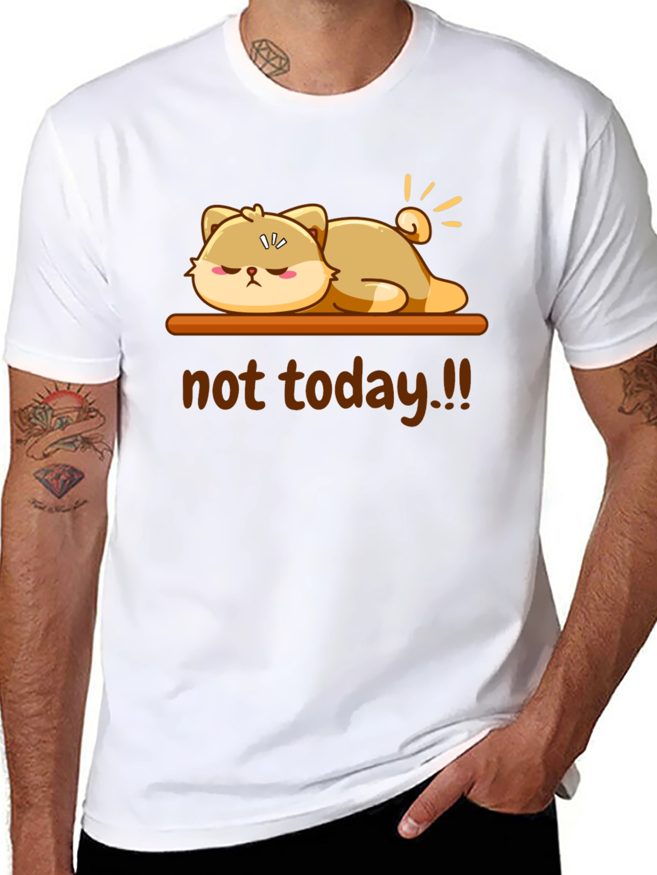 Black Not Today Funny Graphic T-Shirt view 8
