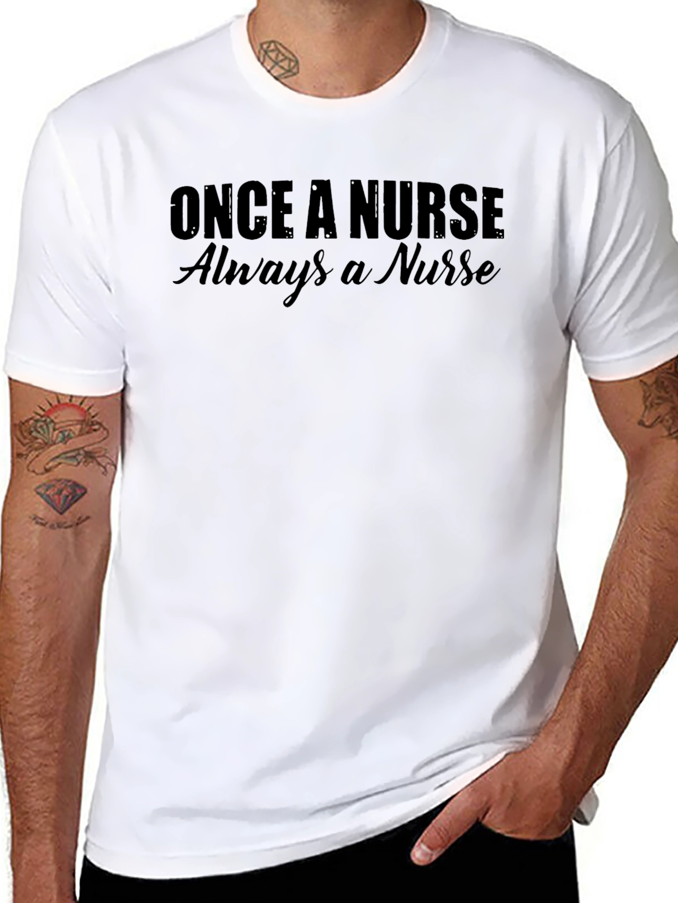 Black Once a Nurse, Always a Nurse Black T-Shirt view 8