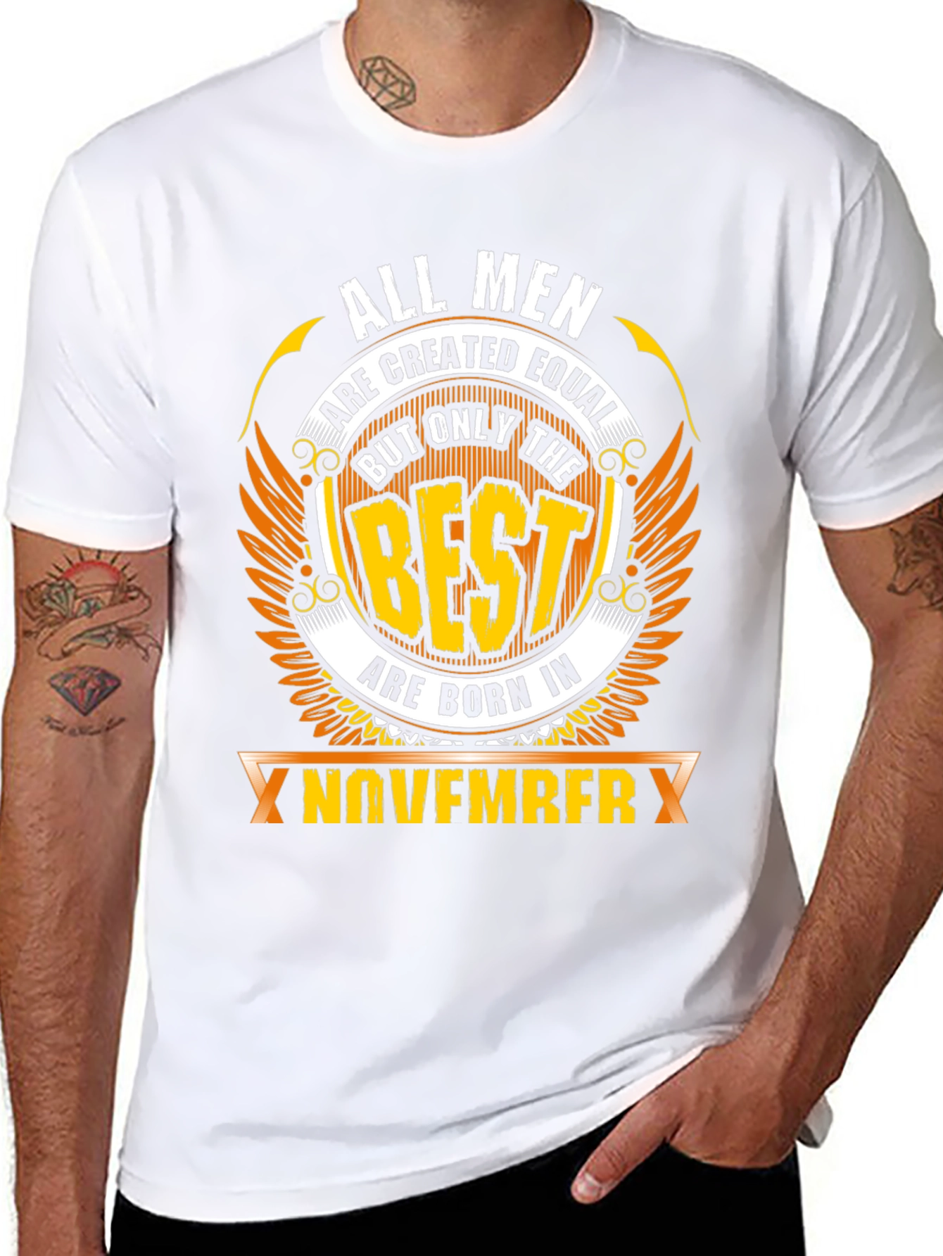 Black Best Men are Born in November T-Shirt view 8
