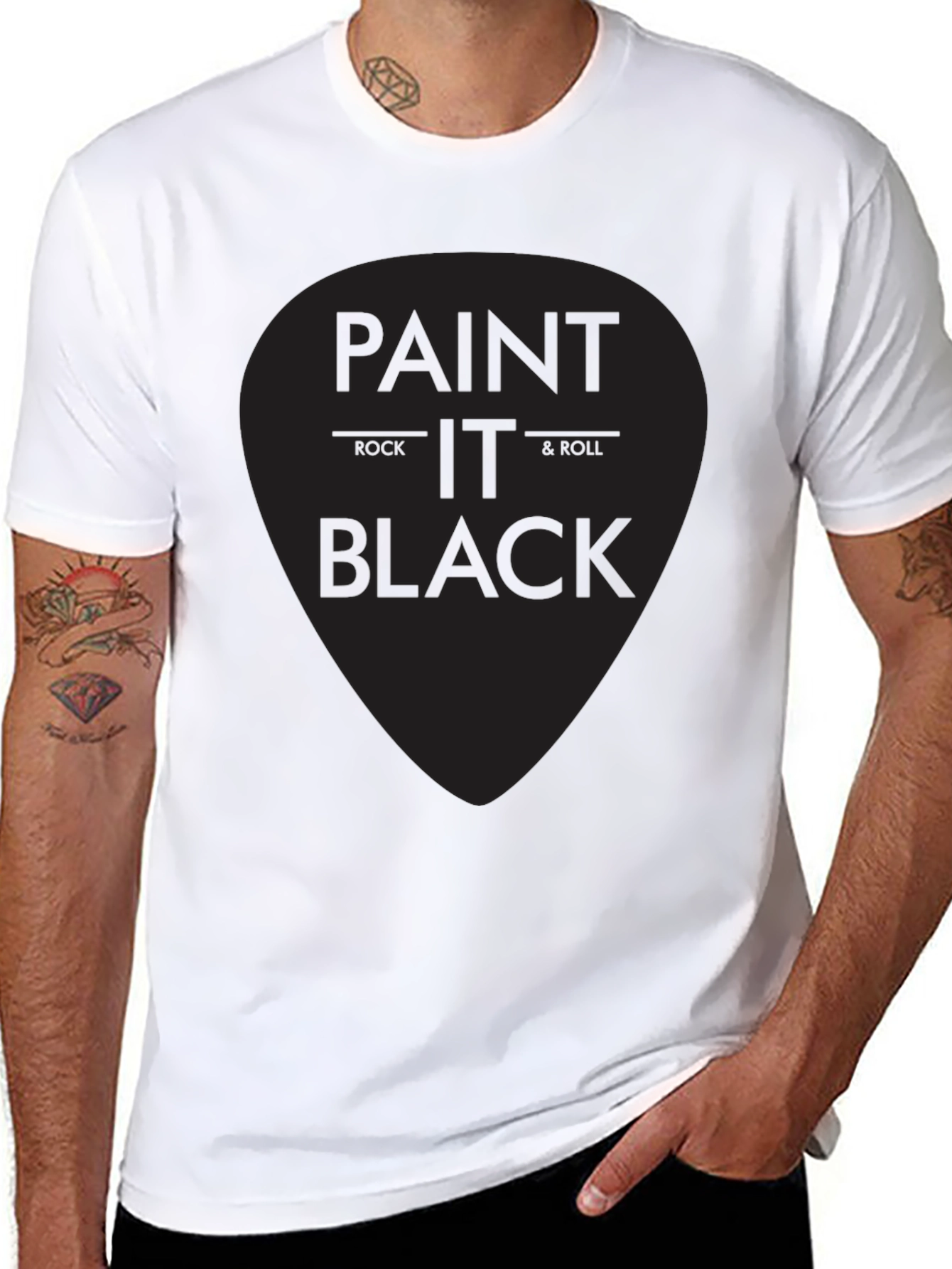 Black Paint It Black Rock & Roll Graphic T-Shirt view 8