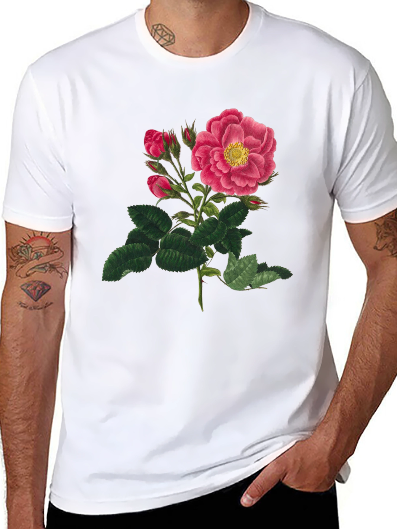 Black Vintage Rose Graphic T-Shirt - Black view 8