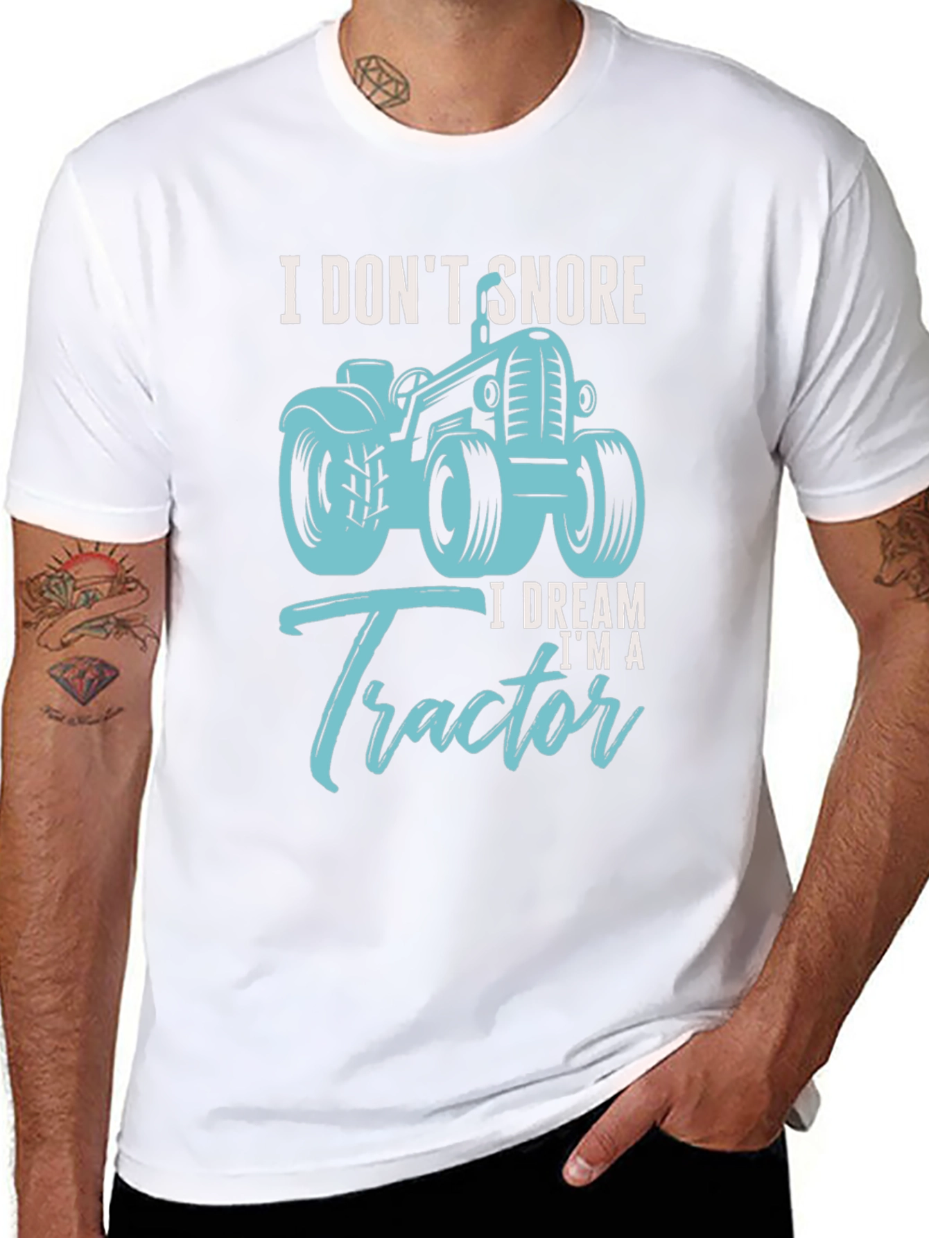 Black I Don't Snore I Dream I'm A Tractor Black T-Shirt view 8