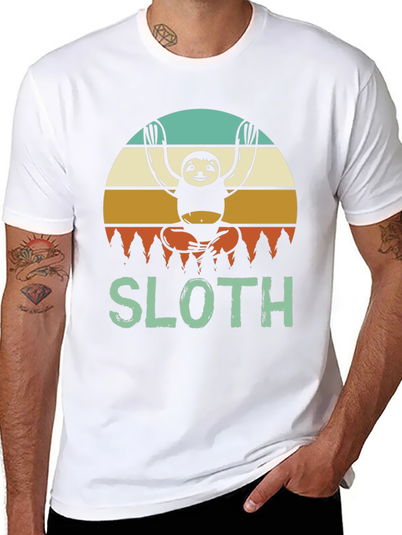 Black Meditating Sloth Graphic T-Shirt view 8