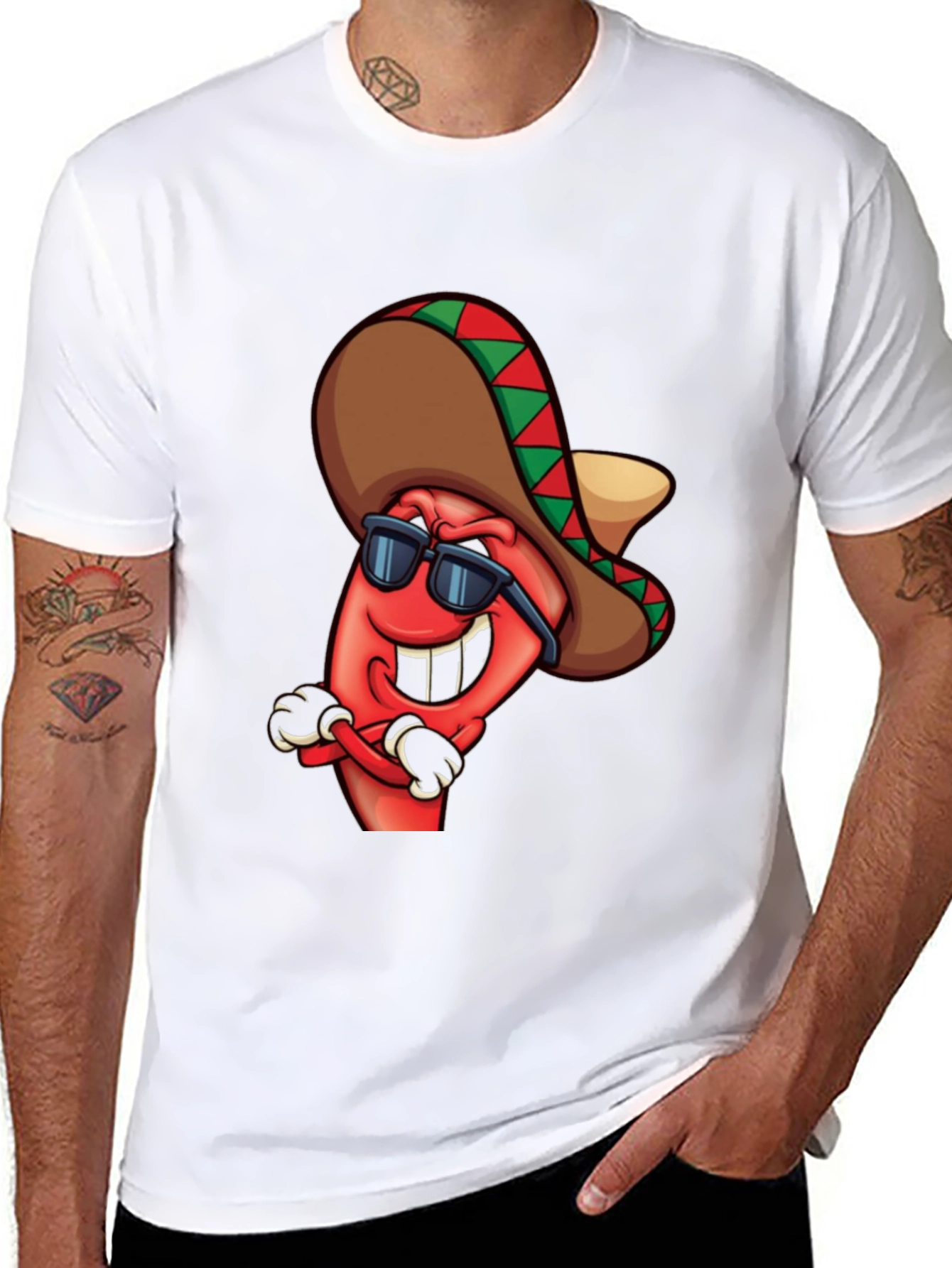 Black Cool Chili Pepper Graphic Tee view 8