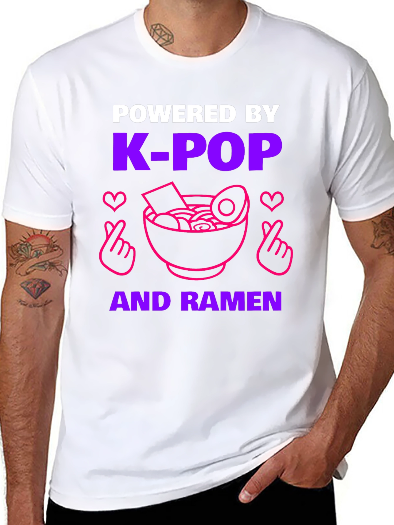 Black K-Pop & Ramen Powered T-Shirt view 8