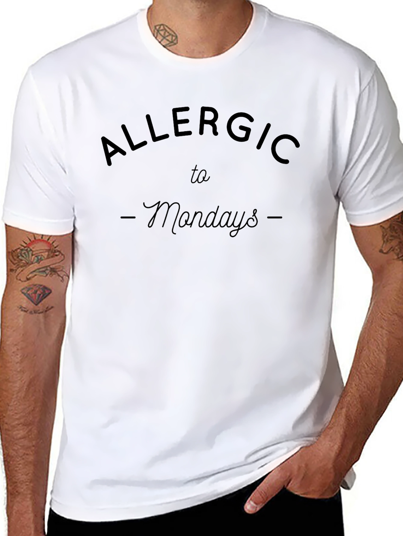 Black Allergic to Mondays Graphic Tee - Black Casual T-Shirt view 8