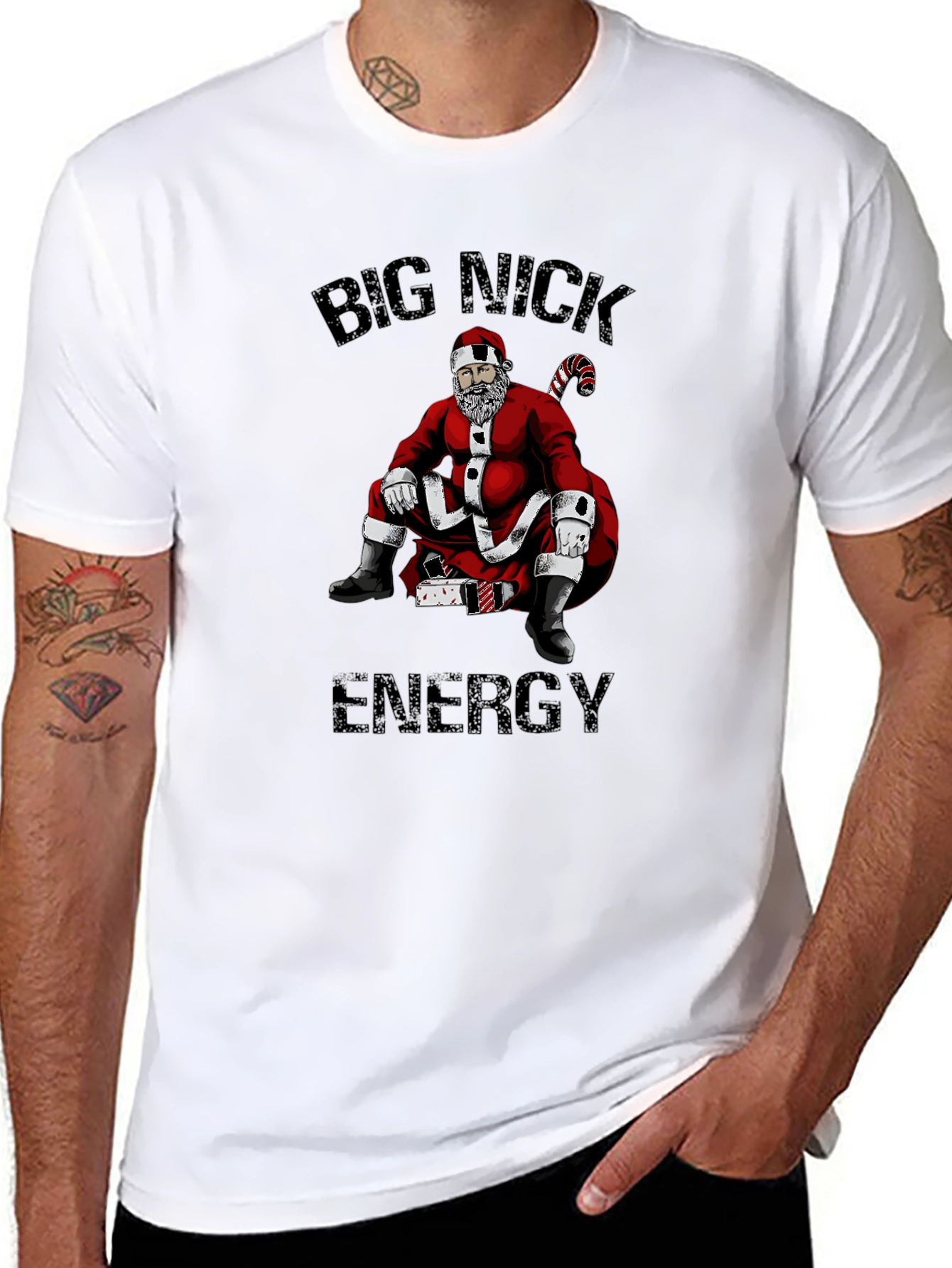 Black Big Nick Energy Santa Graphic Tee view 8