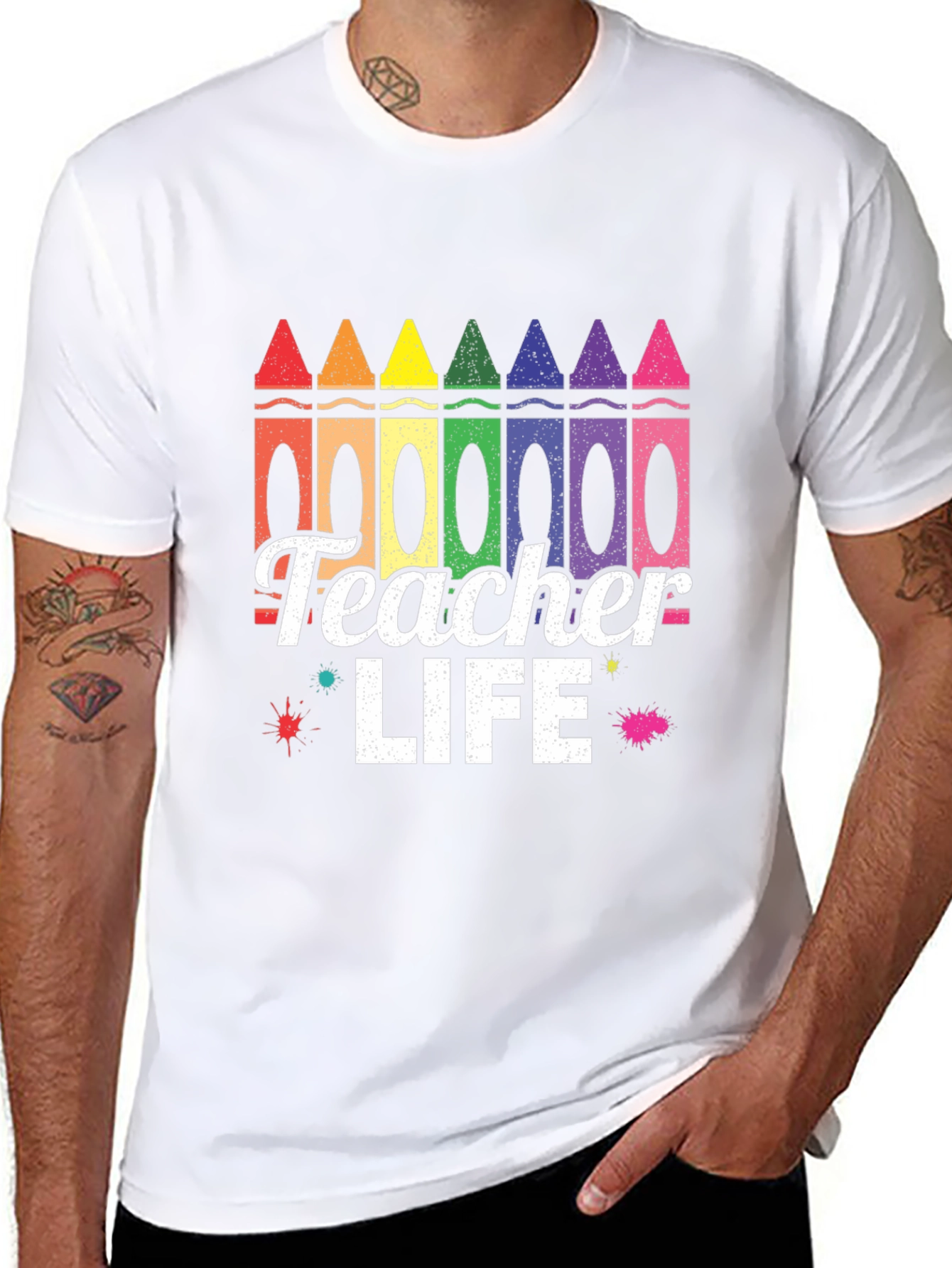 Black Teacher Life Crayon T-Shirt view 8