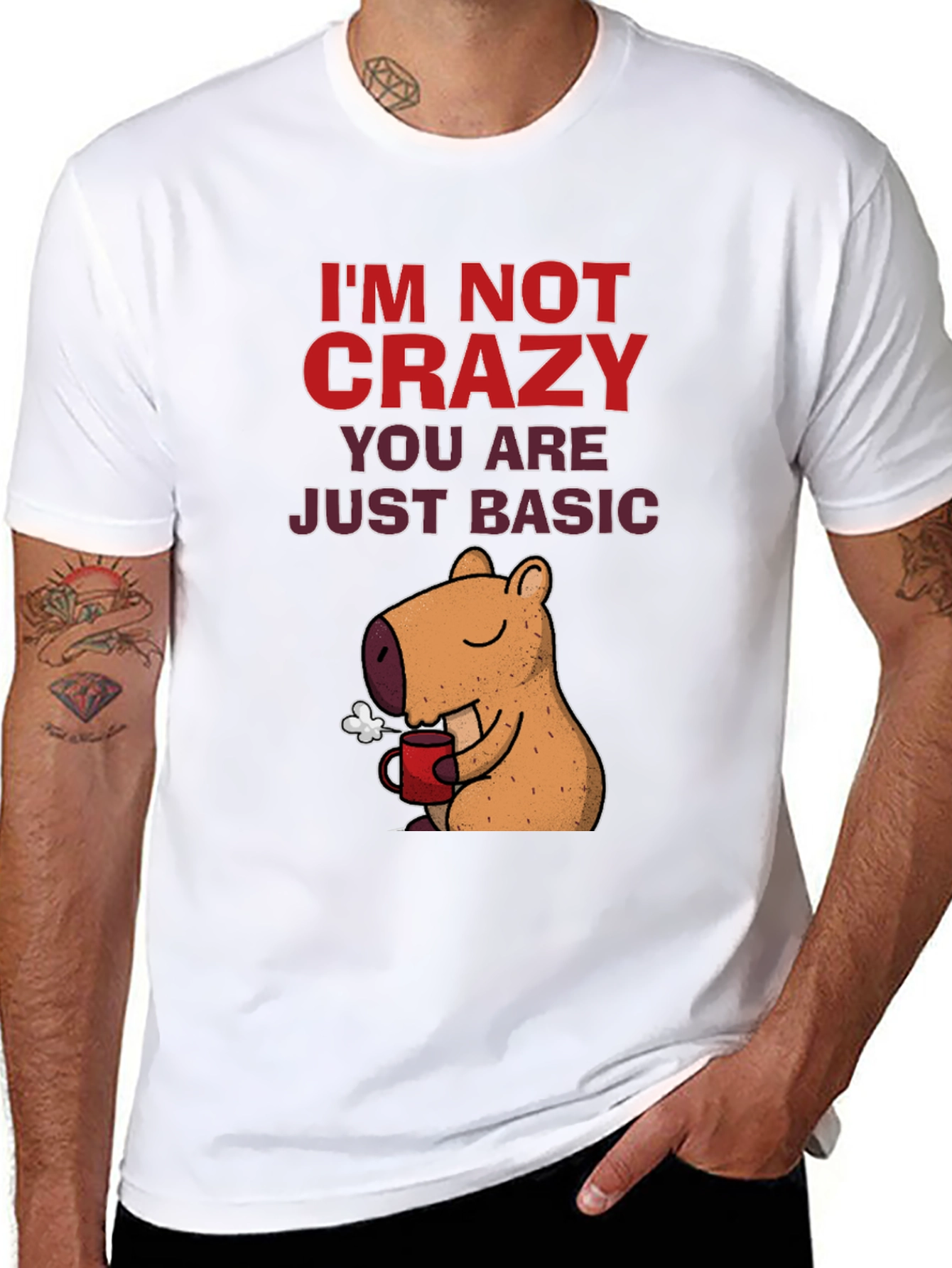 Black I'm Not Crazy Capybara T-Shirt view 8