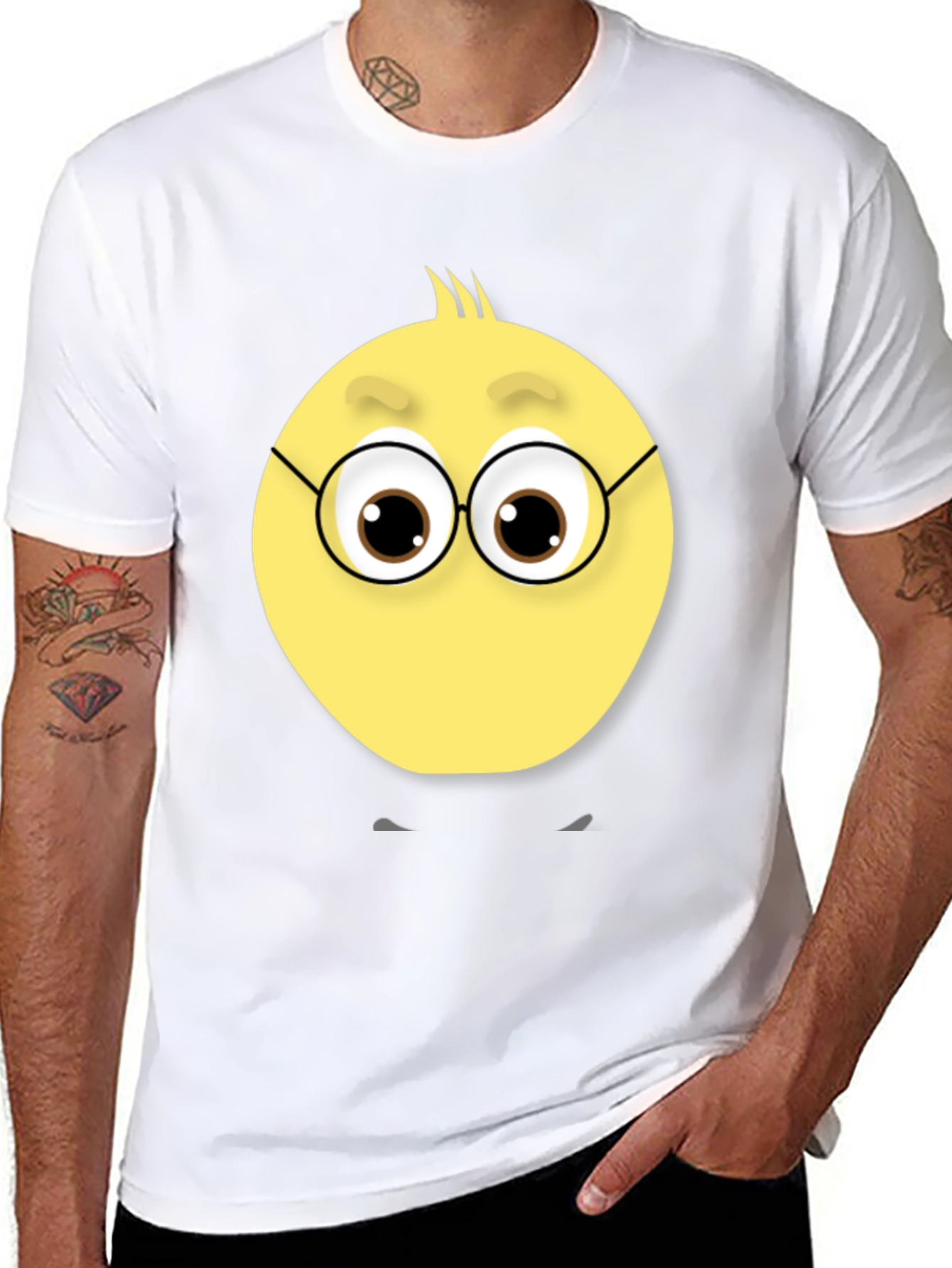 Black Funny Face T-Shirt - Unique Emoji Design view 8