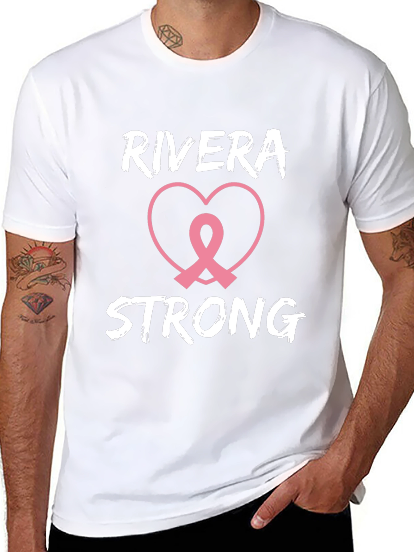 Black Rivera Strong Breast Cancer Awareness T-Shirt view 8
