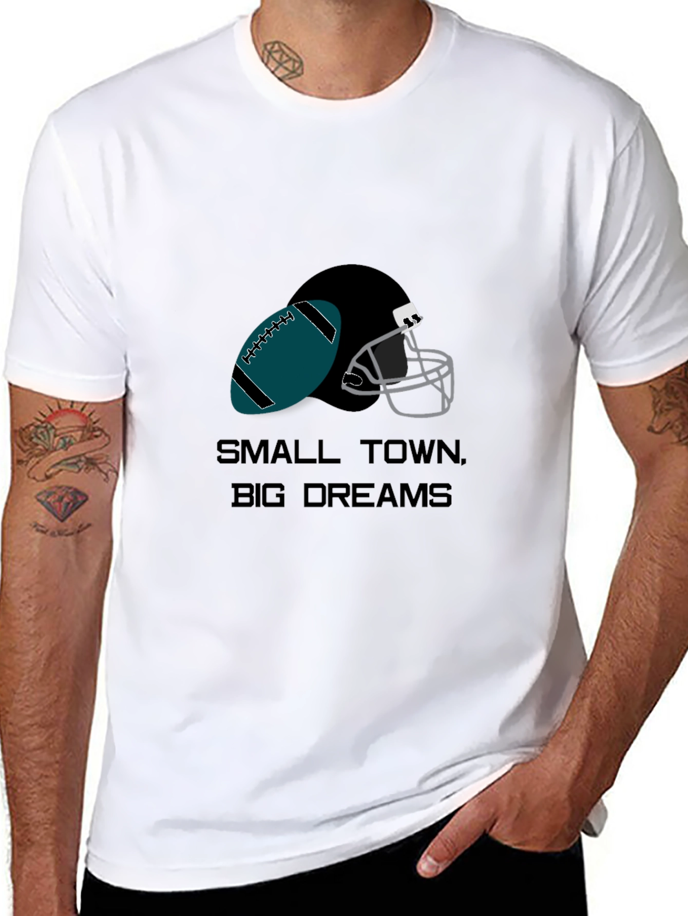 Black Small Town Big Dreams Football Graphic Tee view 8