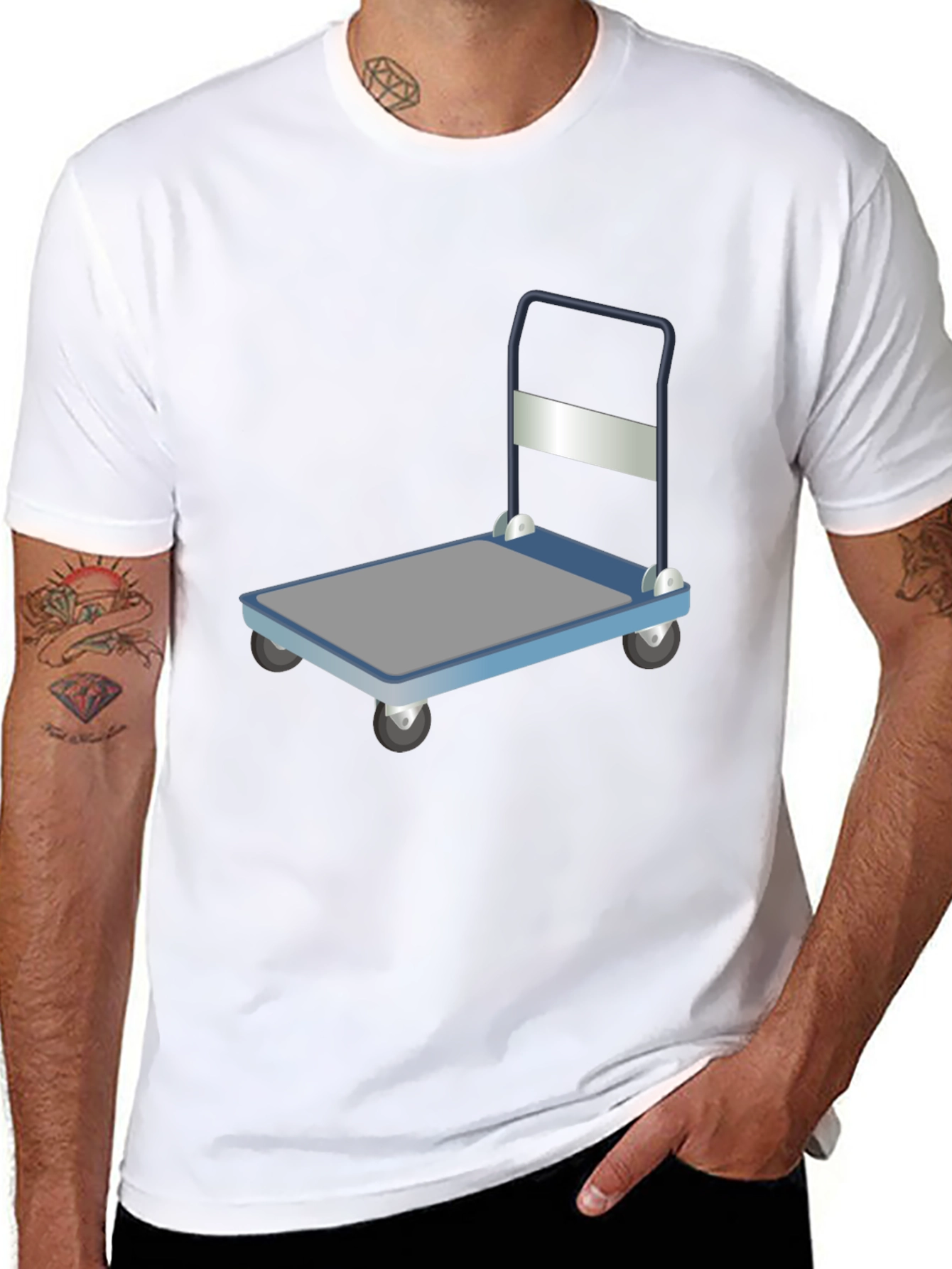 Black Novelty Black T-Shirt with Trolley Graphic view 8