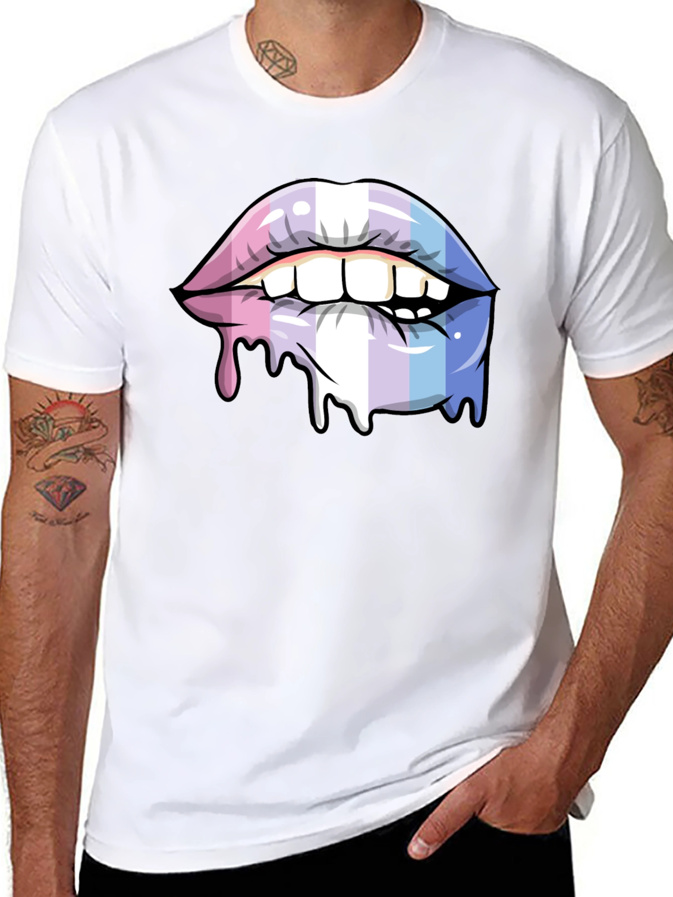 Black Trans Pride Lips T-Shirt - LGBTQ+ Pride Apparel view 8