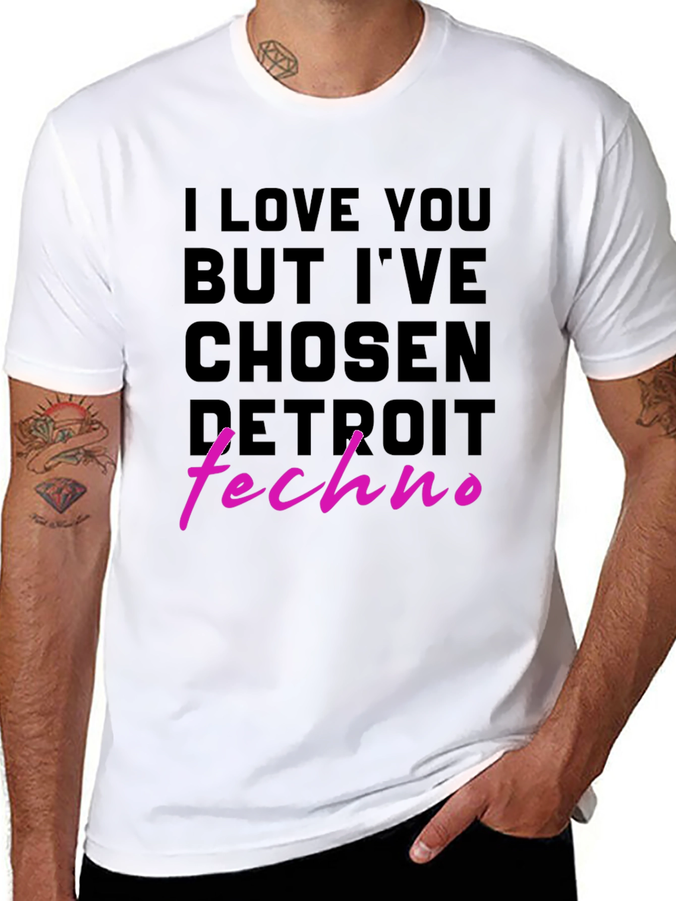 Black I Love You But Detroit Techno Graphic Tee view 8