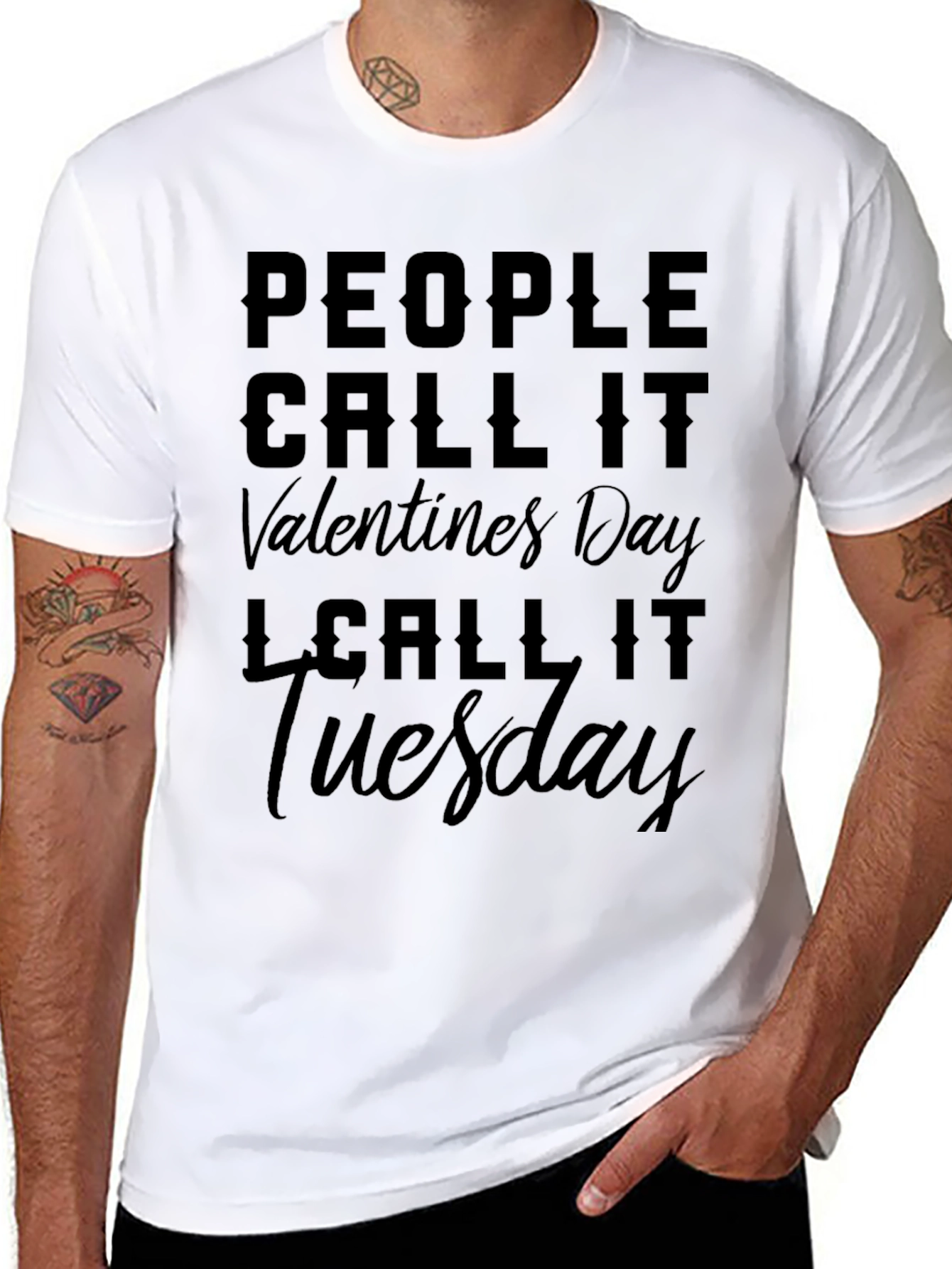 Black Funny Anti-Valentine's Day T-Shirt - Tuesday Humor view 8